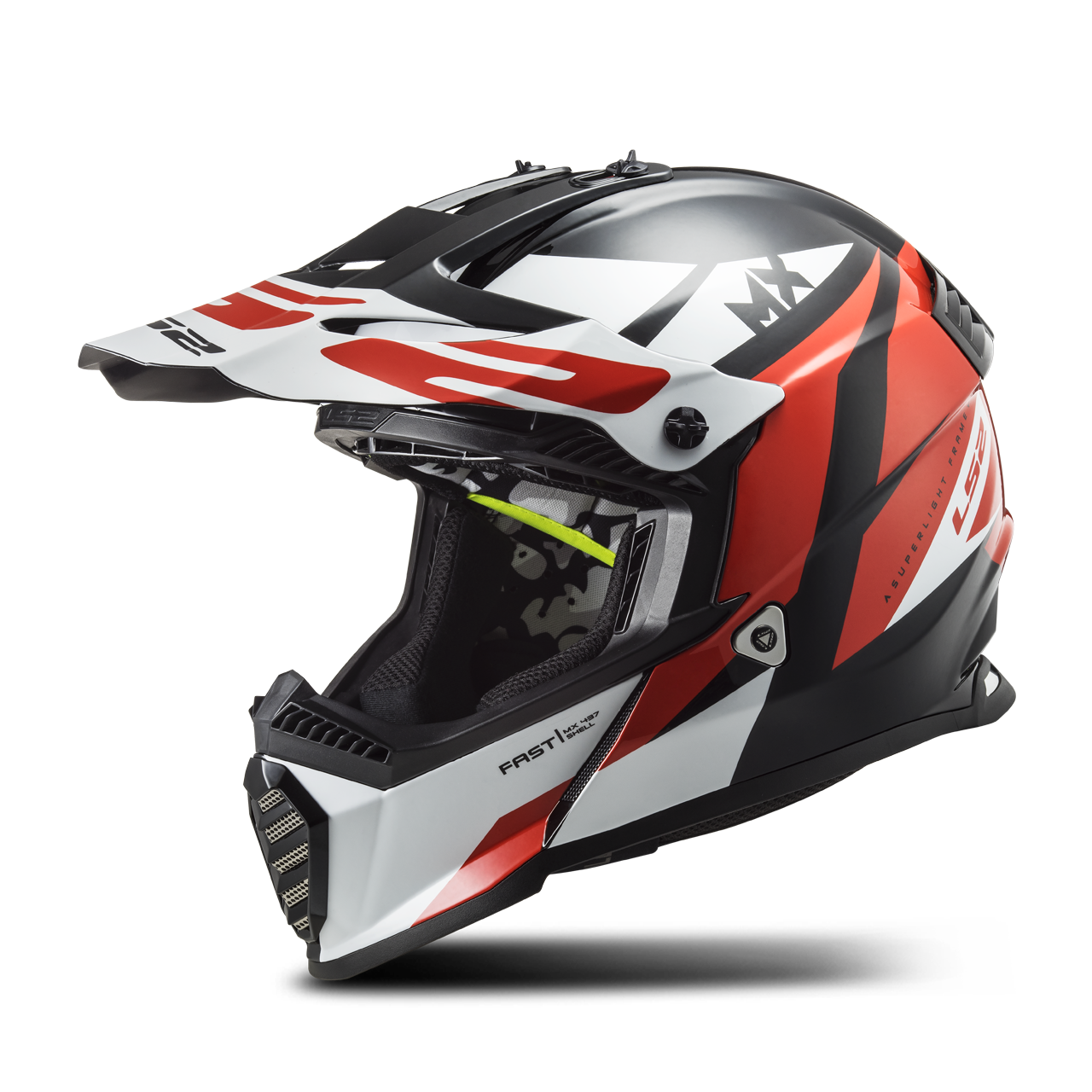 Casco De Cross Ls Mx Fast Evo Strike Negro Blanco Rojo Ahora Con