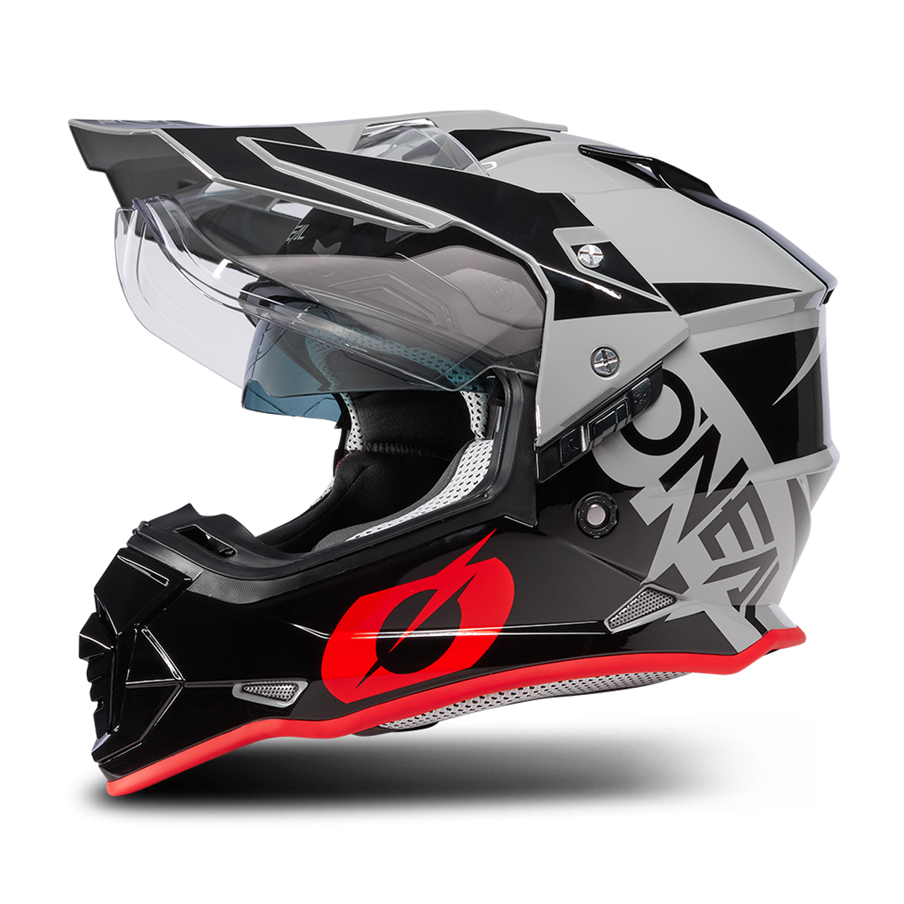 Casco Adventure O Neal Sierra R V Grigio Nero Rosso Adesso Di