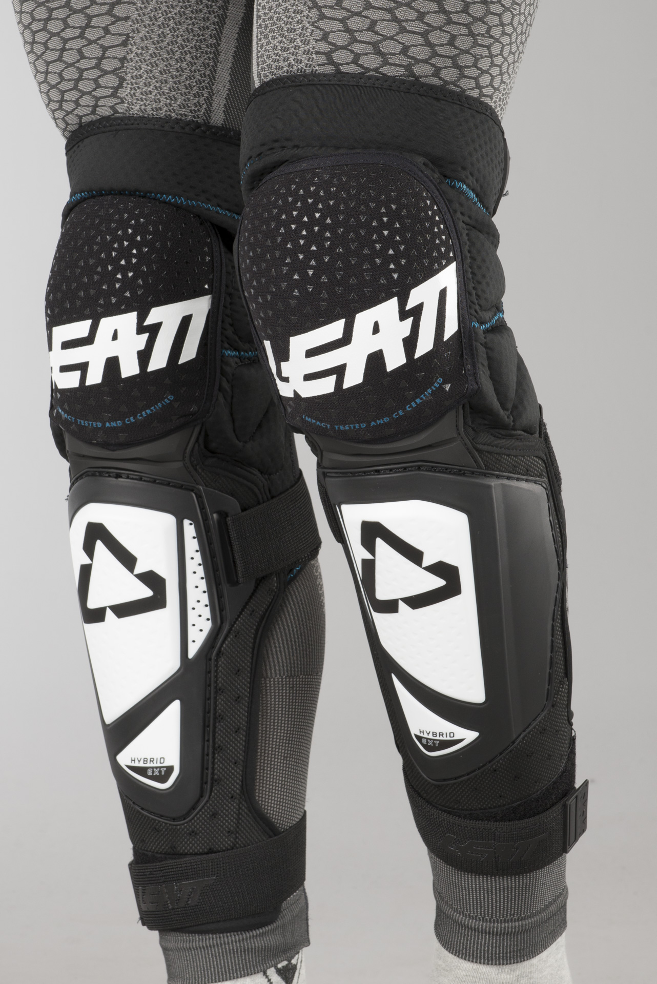 Kniebeschermers Leatt 3DF Hybrid EXT Wit-Zwart