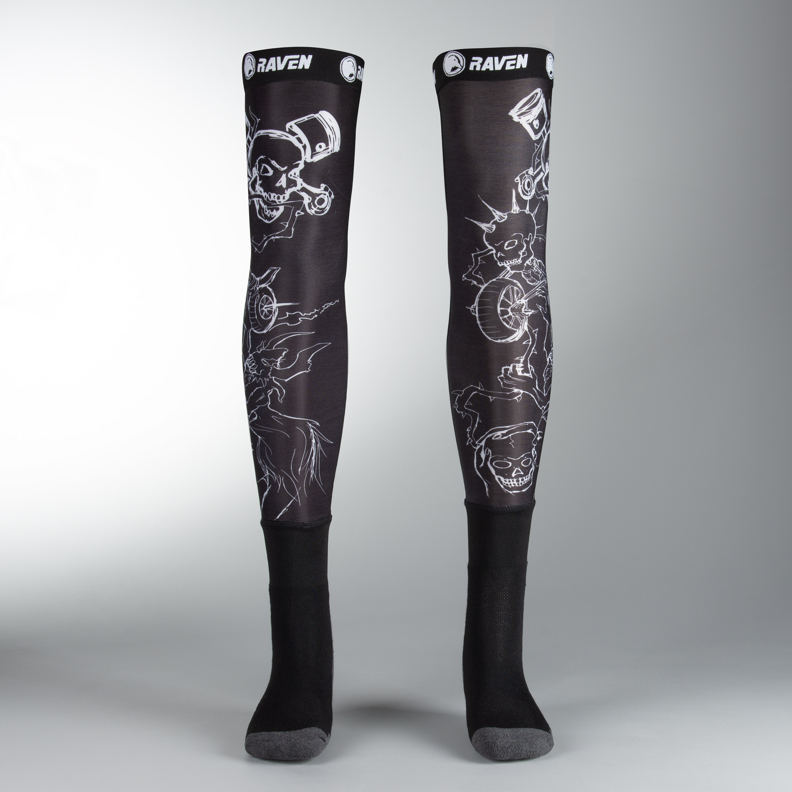 Raven Race Long Socks Black Skull