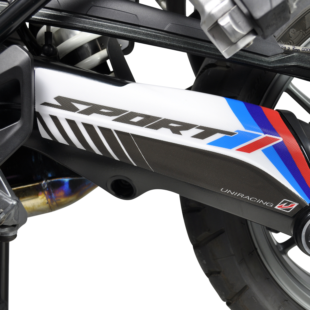 Sticker en Beschermingsset voor Swingarm Uniracing  Wit-Sport