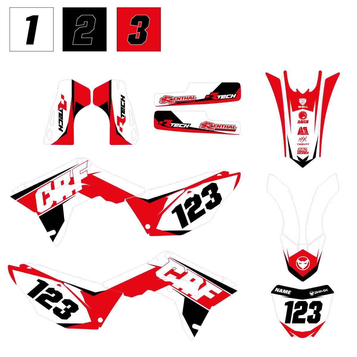 Stickerset 24MX Atebe met Naam en Nummer