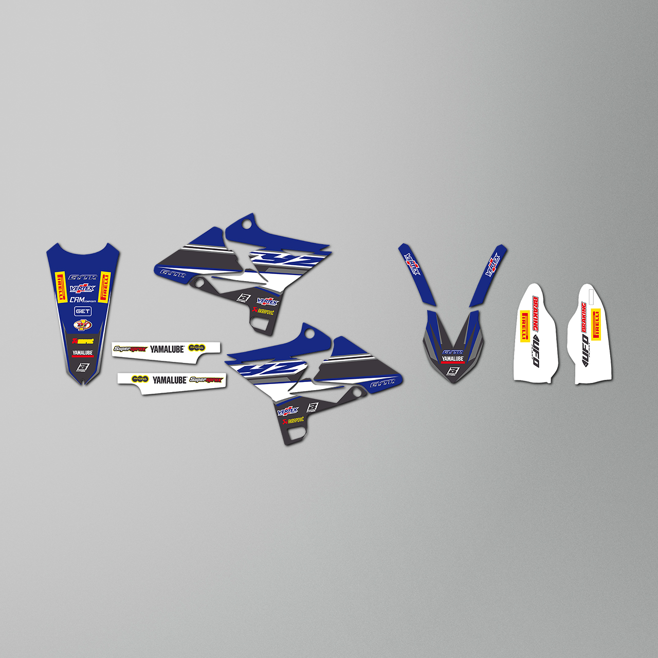 Kit Complet d’Autocollants+Housse de Selle Blackbird Replica Factory Racing 2018 Bleu-Noir-Blanc