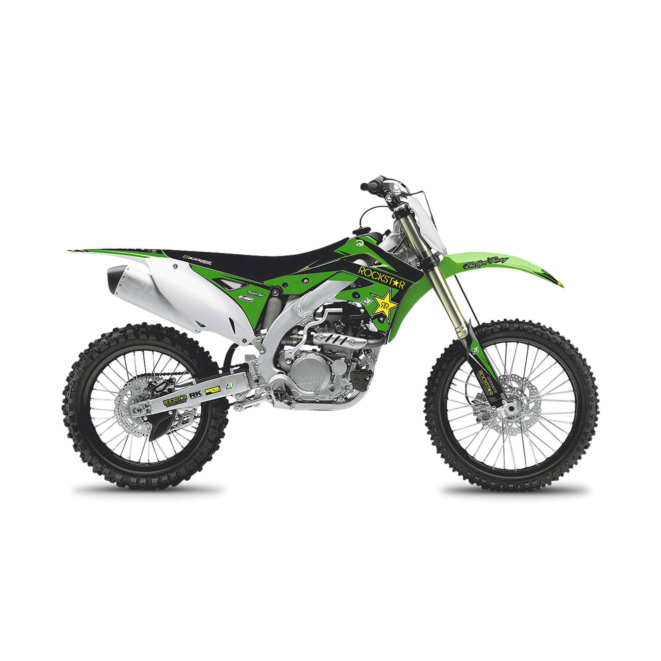 Kit Completo de Adhesivos + Funda de Asiento Blackbird Rockstar Energy Verde-Amarillo-Negro