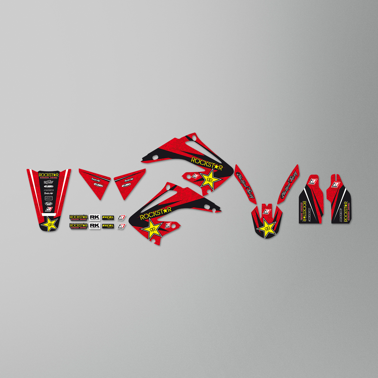 Blackbird Rockstar Energy Complete Decal Kit with Seat Cover Red-Yellow-Black