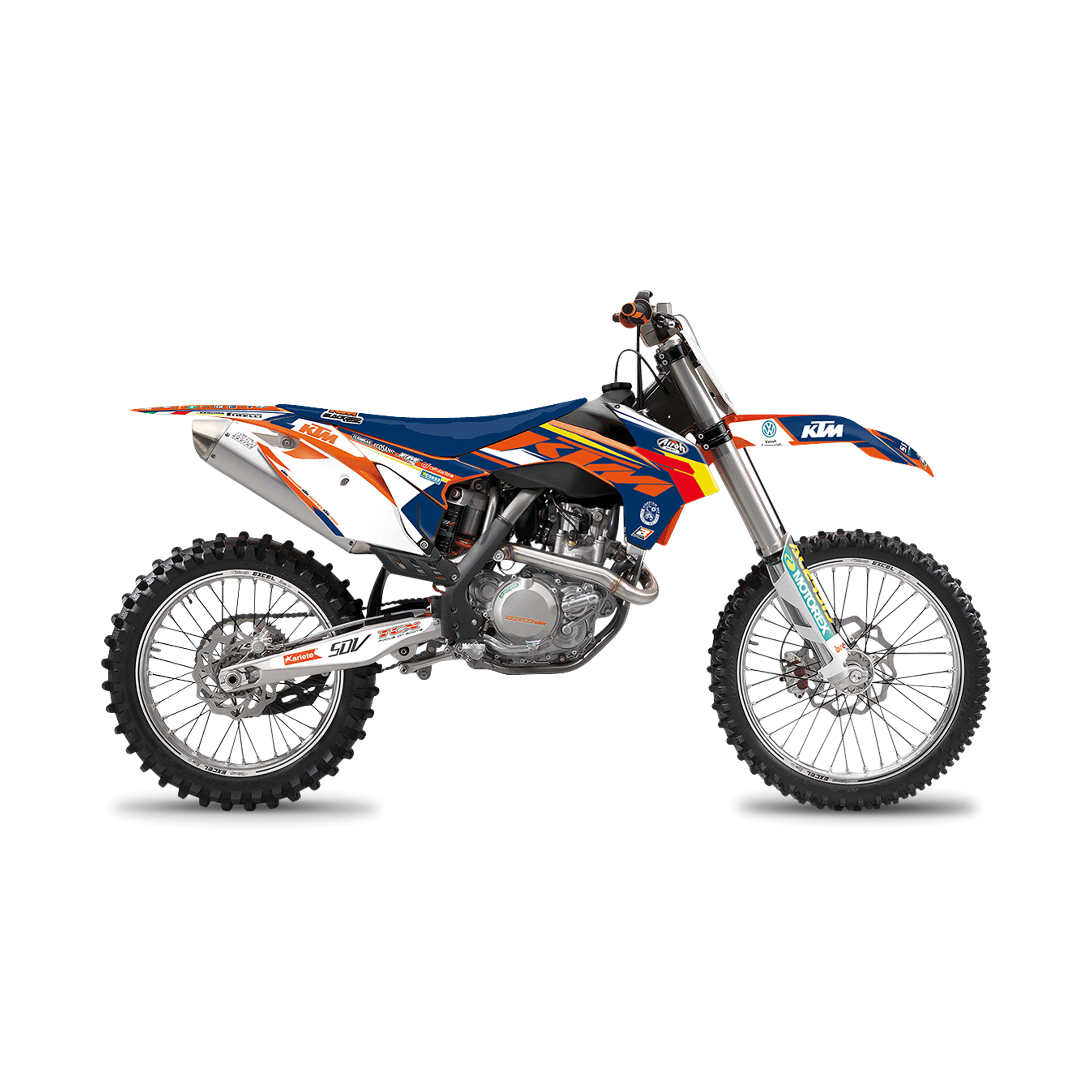 Kit Completo de Adhesivos + Funda de Asiento Blackbird Replica Trophy 2018 Naranja-Azul
