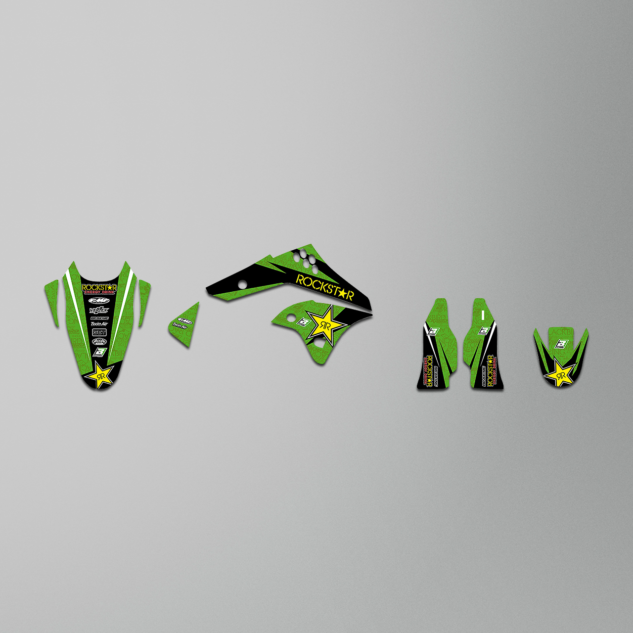 Blackbird Rockstar Energy Complete Decal Kit with Seat Cover Green-Black-Yellow