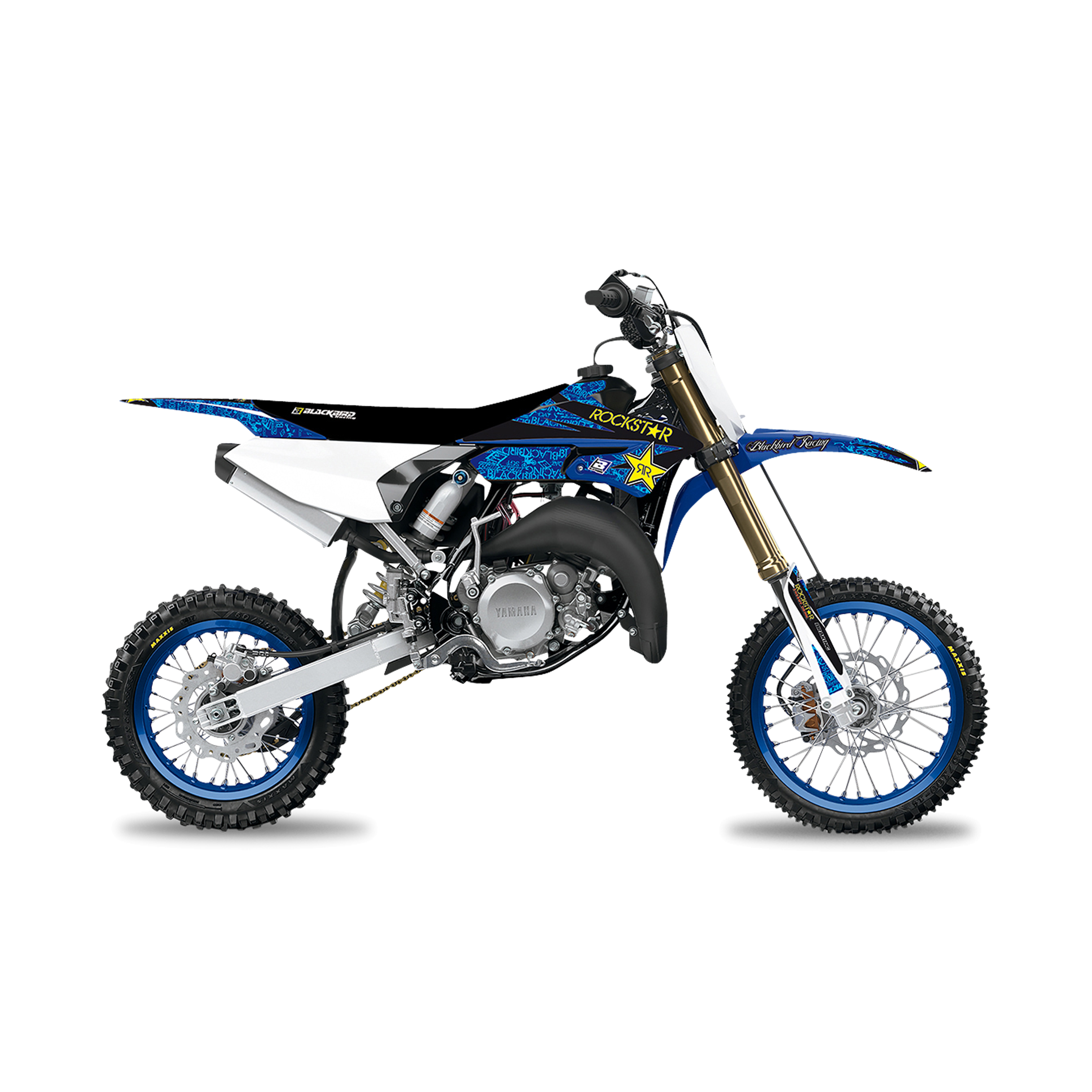 Kit Completo de Adhesivos + Funda de Asiento Blackbird Rockstar Energy Azul-Negro-Amarillo