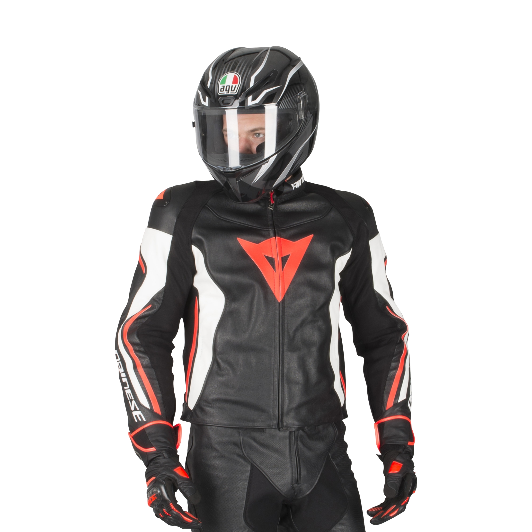 Giacca in Pelle Dainese Assen Nero-Bianco-Rosso - Adesso 40% di risparmio -  xlmoto.it