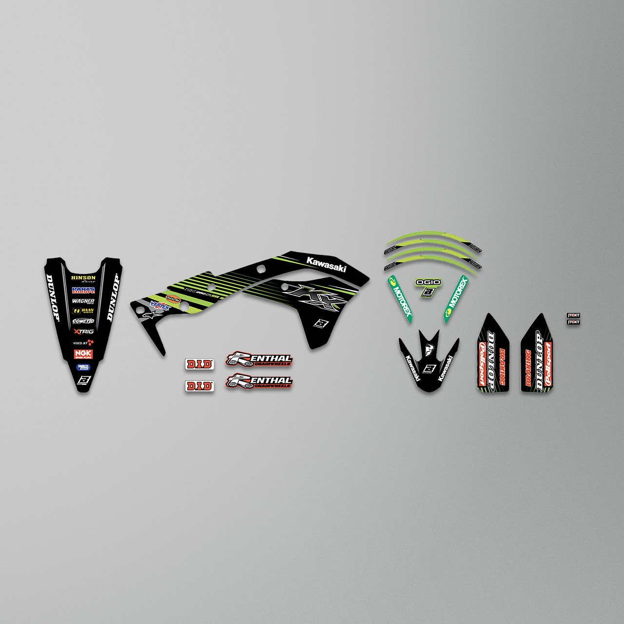 Stickerset Blackbird Replica Racing Team 19 Zwart-Groen