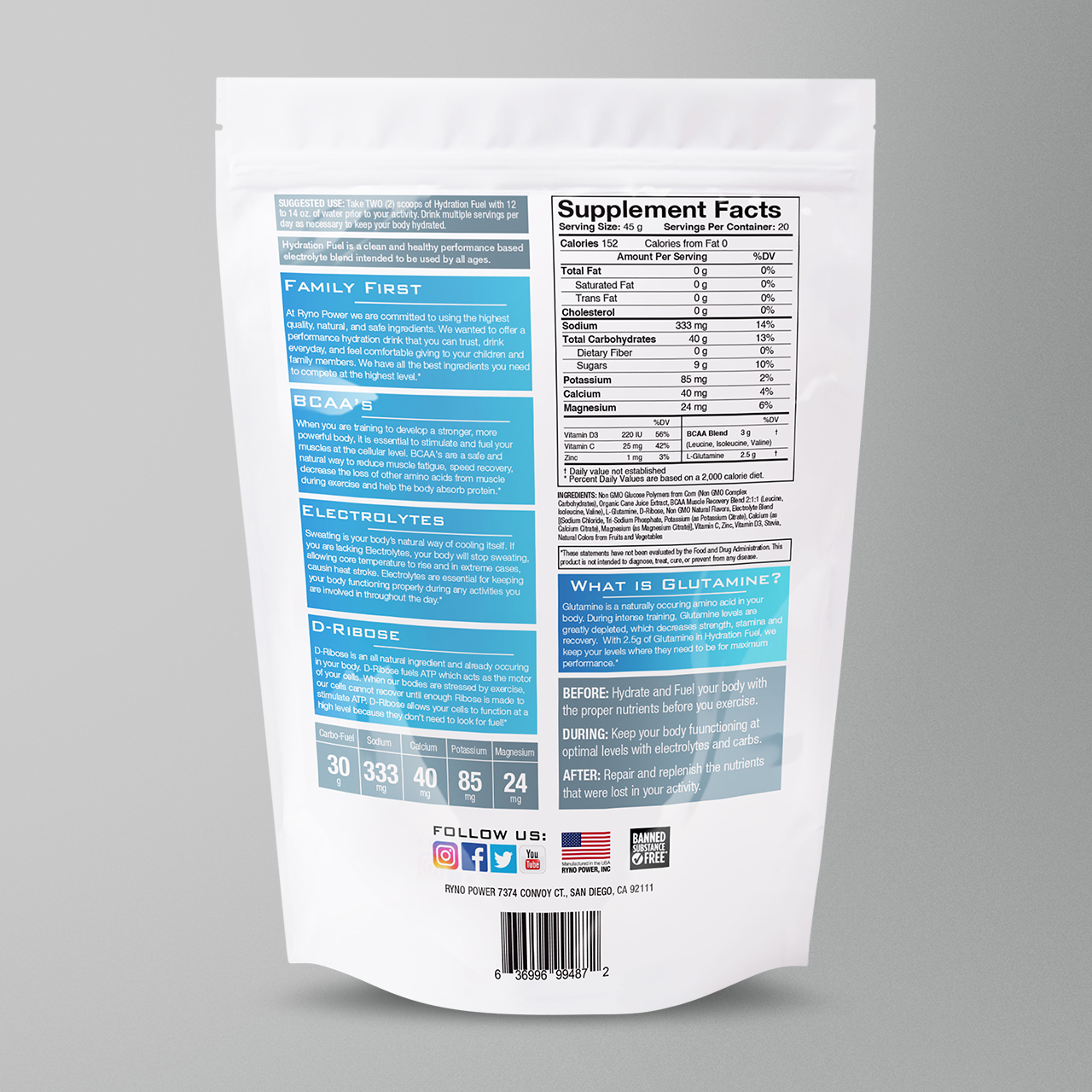 Ryno Power Hydration Fuel Fruit Punch 907g