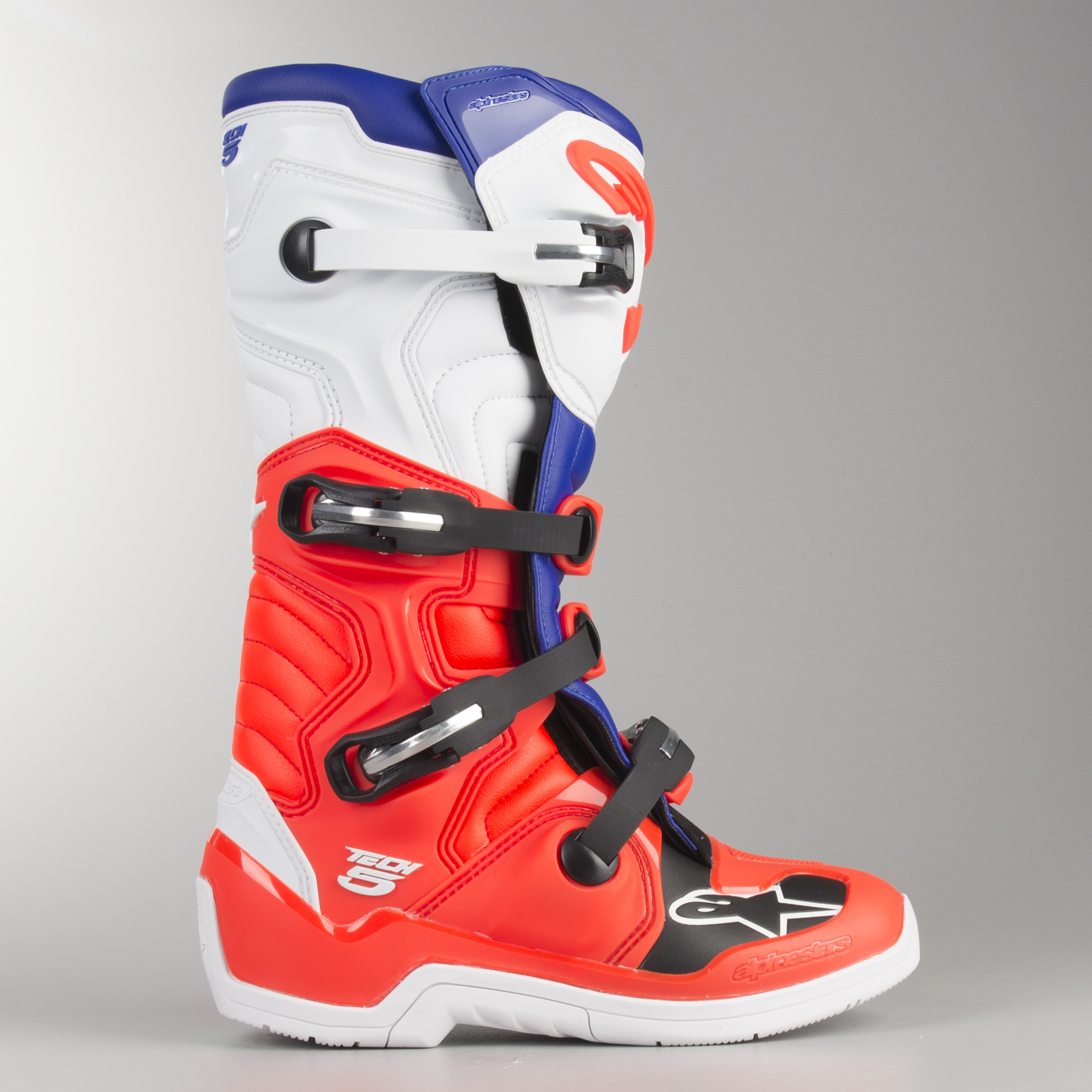 Alpinestars Tech 5 MX Boots Red Fluo Blue White Buy now ALPINESTARS TECH 5 Motocross Stiefel weiss blau rot