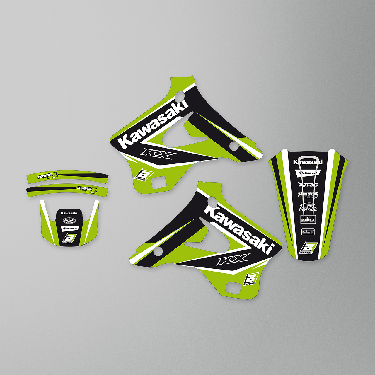 Blackbird Dream 4 Complete Decal Kit with Seat Cover Green-Black-White