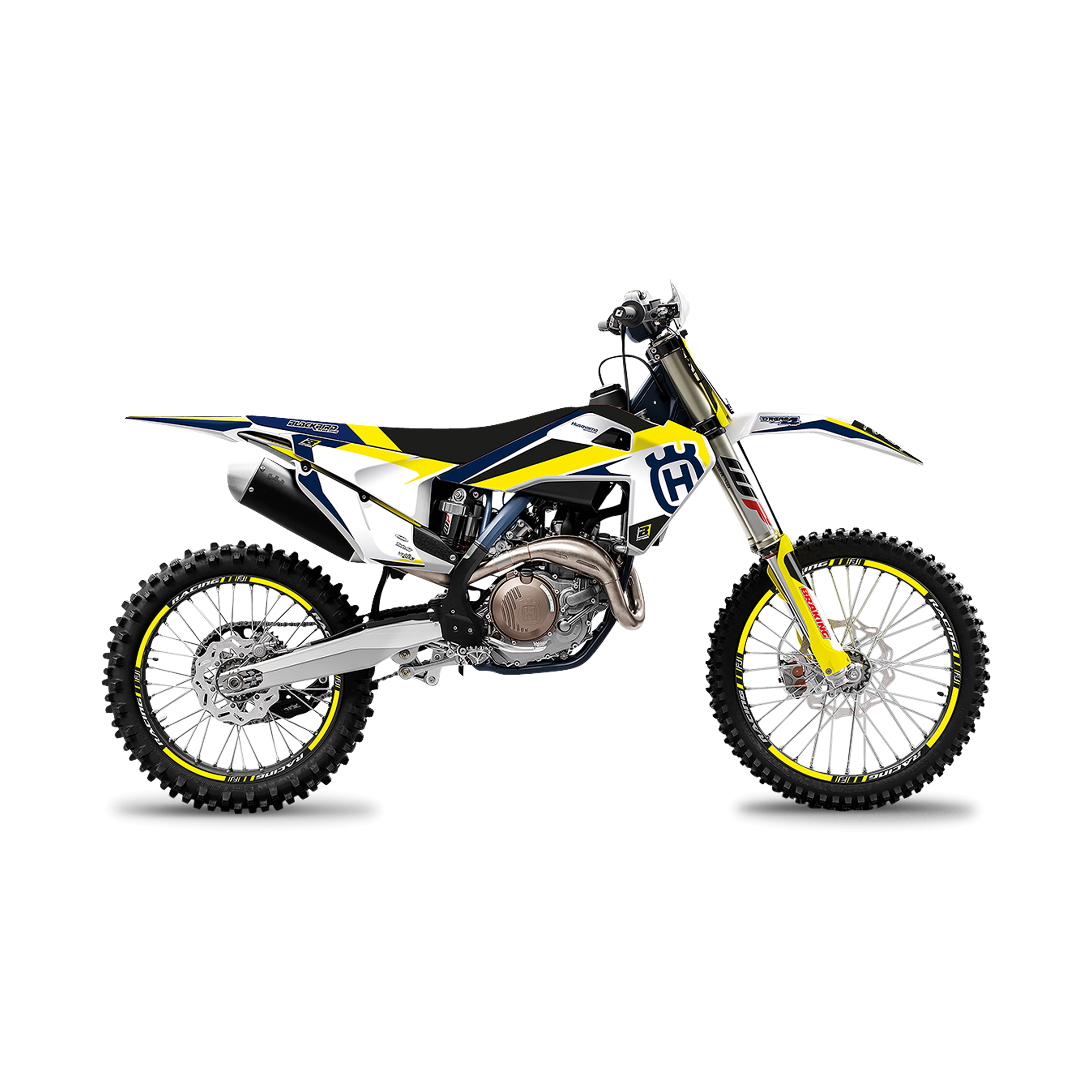 Complete Stickerset + Zadelovertrek Blackbird Dream 4 Blauw-Geel-Wit