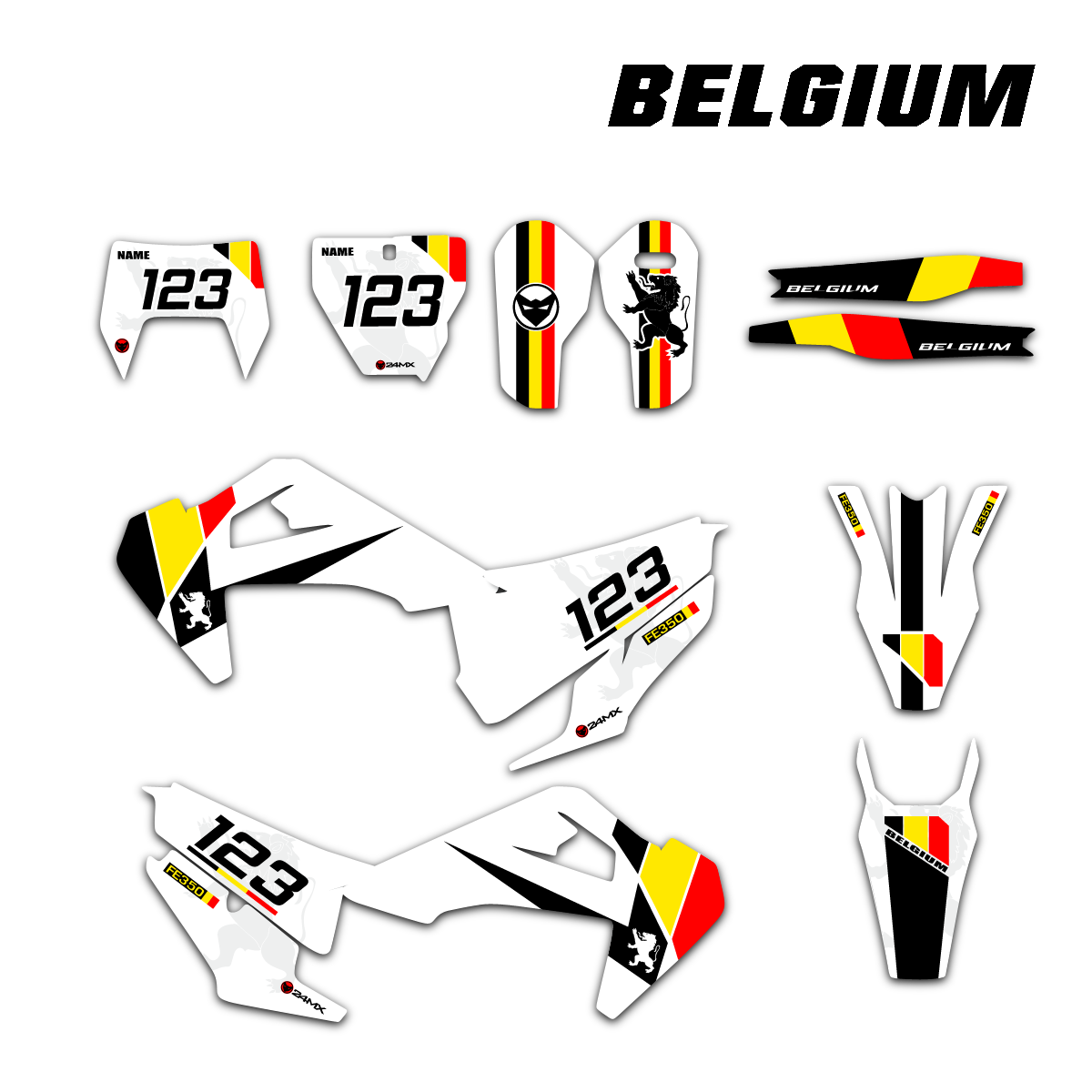 Kit de Adhesivos 24MX Belgium Patriotic con Número y Nombre