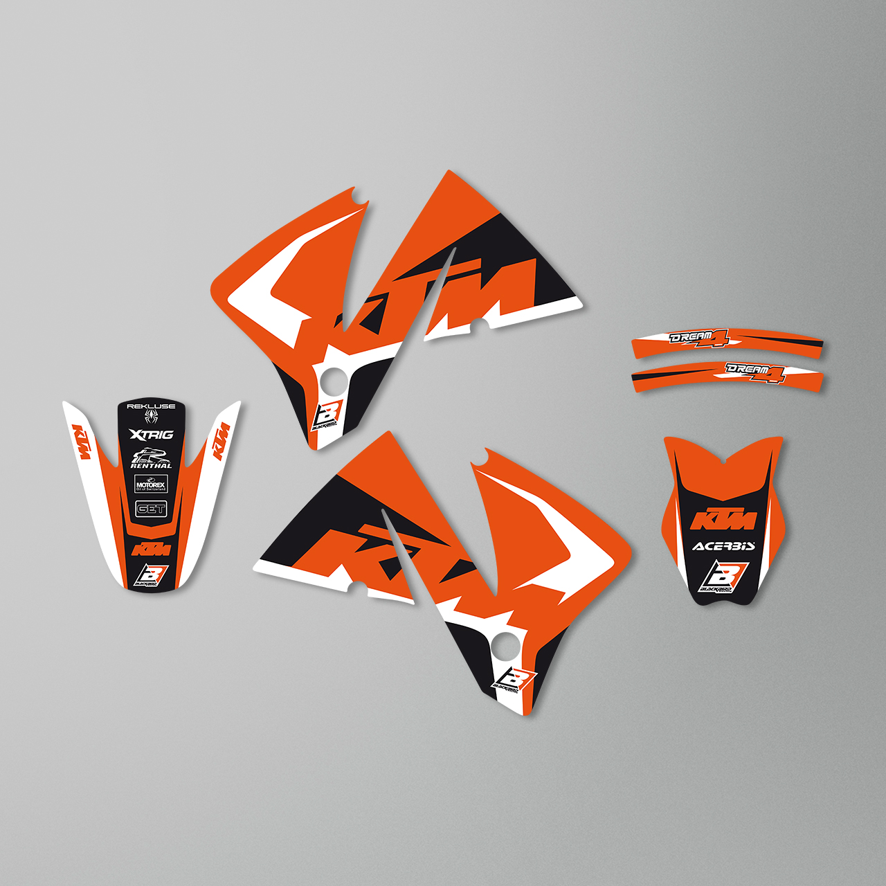 Blackbird Dream 4 Complete Decal Kit with Seat Cover Orange-Black-White