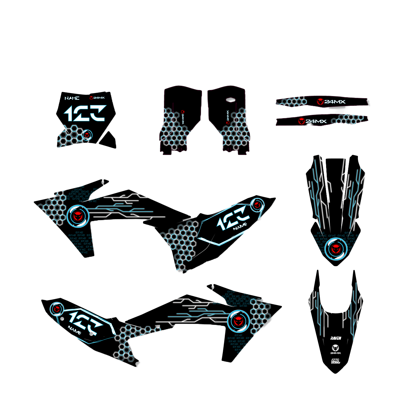 Gepersonaliseerde Stickerset 24MX Holo Darktech