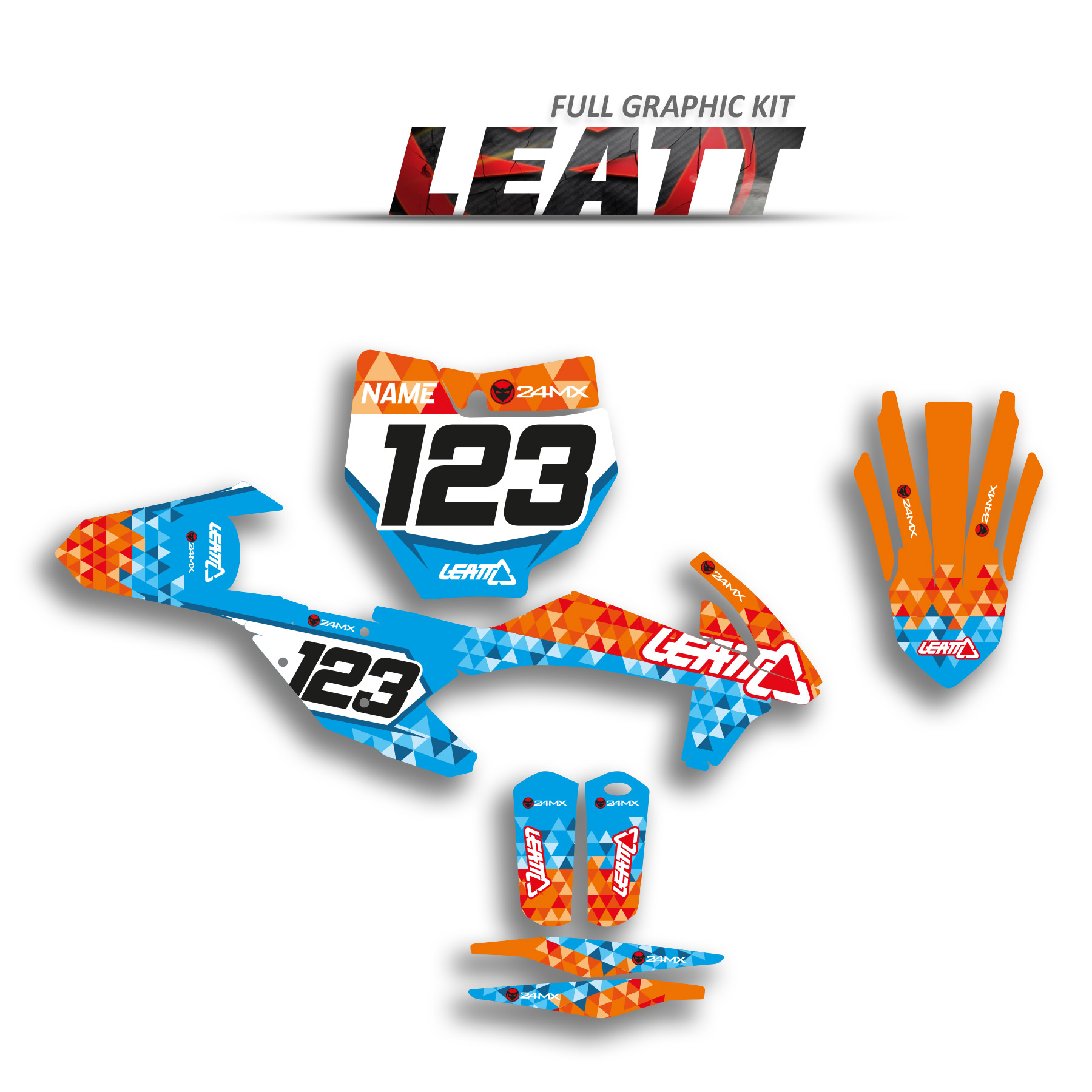 Leatt Stickerset 24MX Naam & Nummer