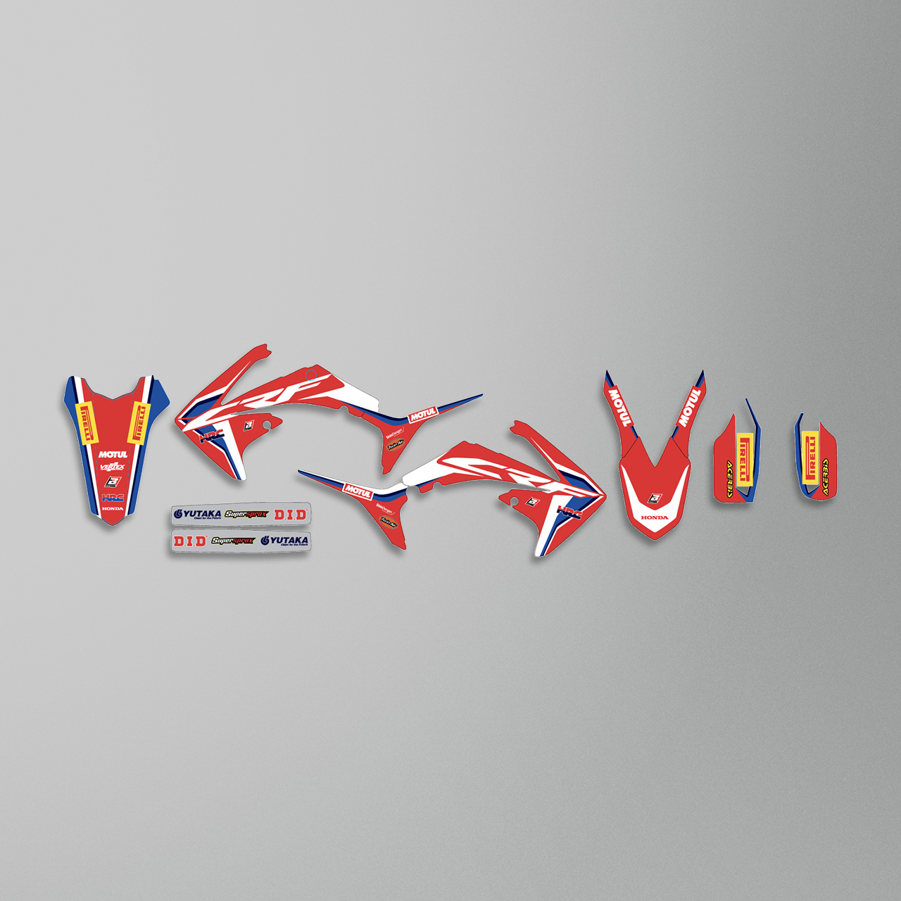 Blackbird Replica Team HRC 19 Complete Decal Kit with Seat Cover Red-White-Blue