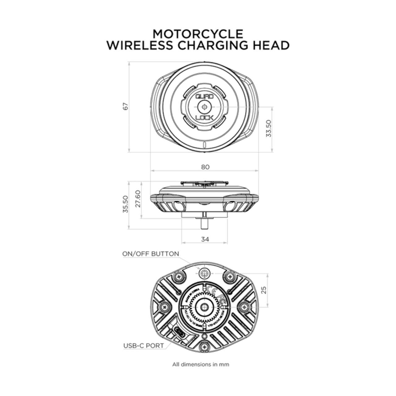 Quad Lock Weatherproof Wireless Charginghead Lowest Price