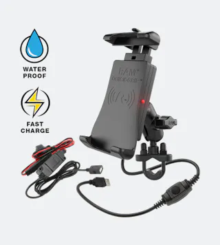 Držiak na Riadidlá RAM® Mounts Quick-Grip™ Vodotesný s Bezdrôtovým Nabíjaním