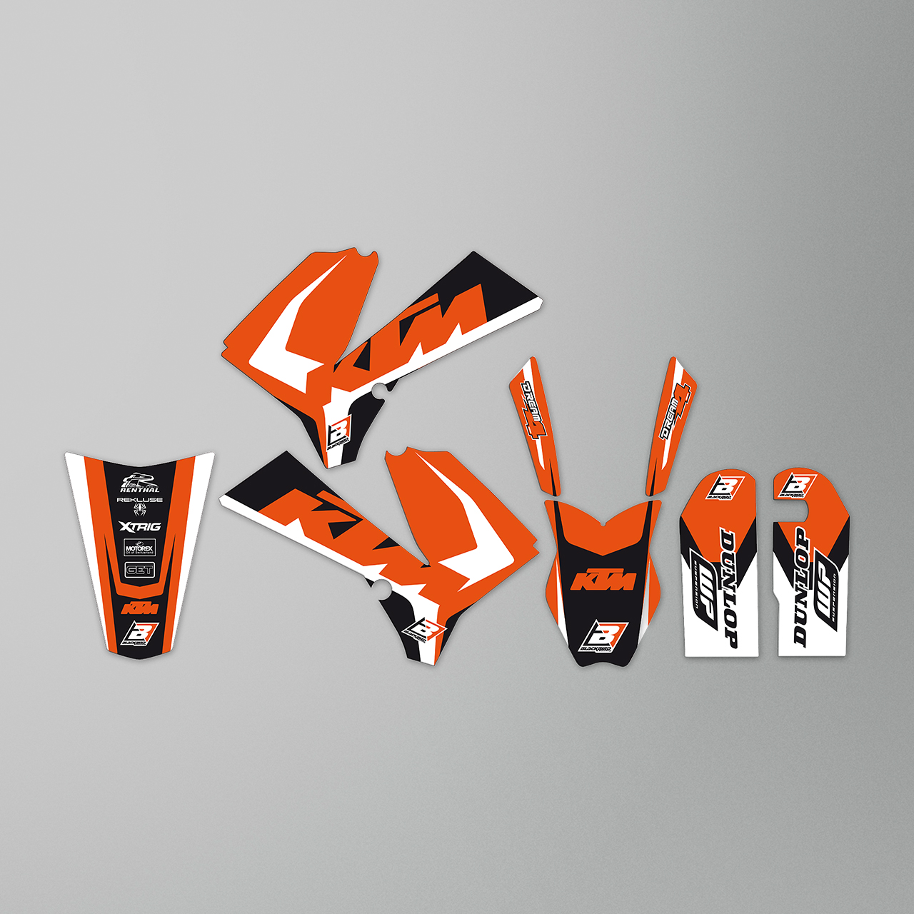 Kit de Adhesivos Blackbird Dream 4 Naranja-Negro-Blanco
