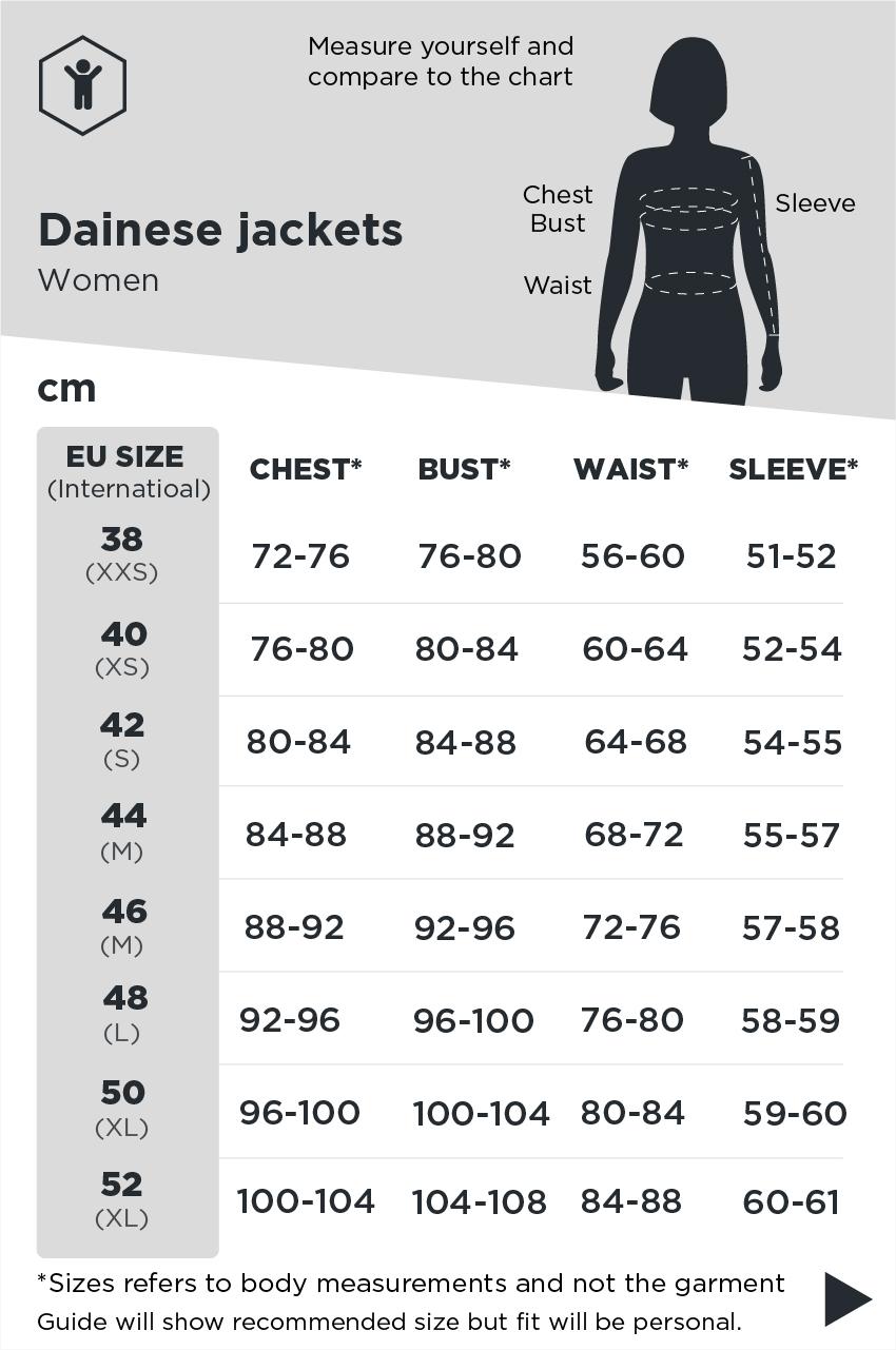 Dainese Size Chart Ladies