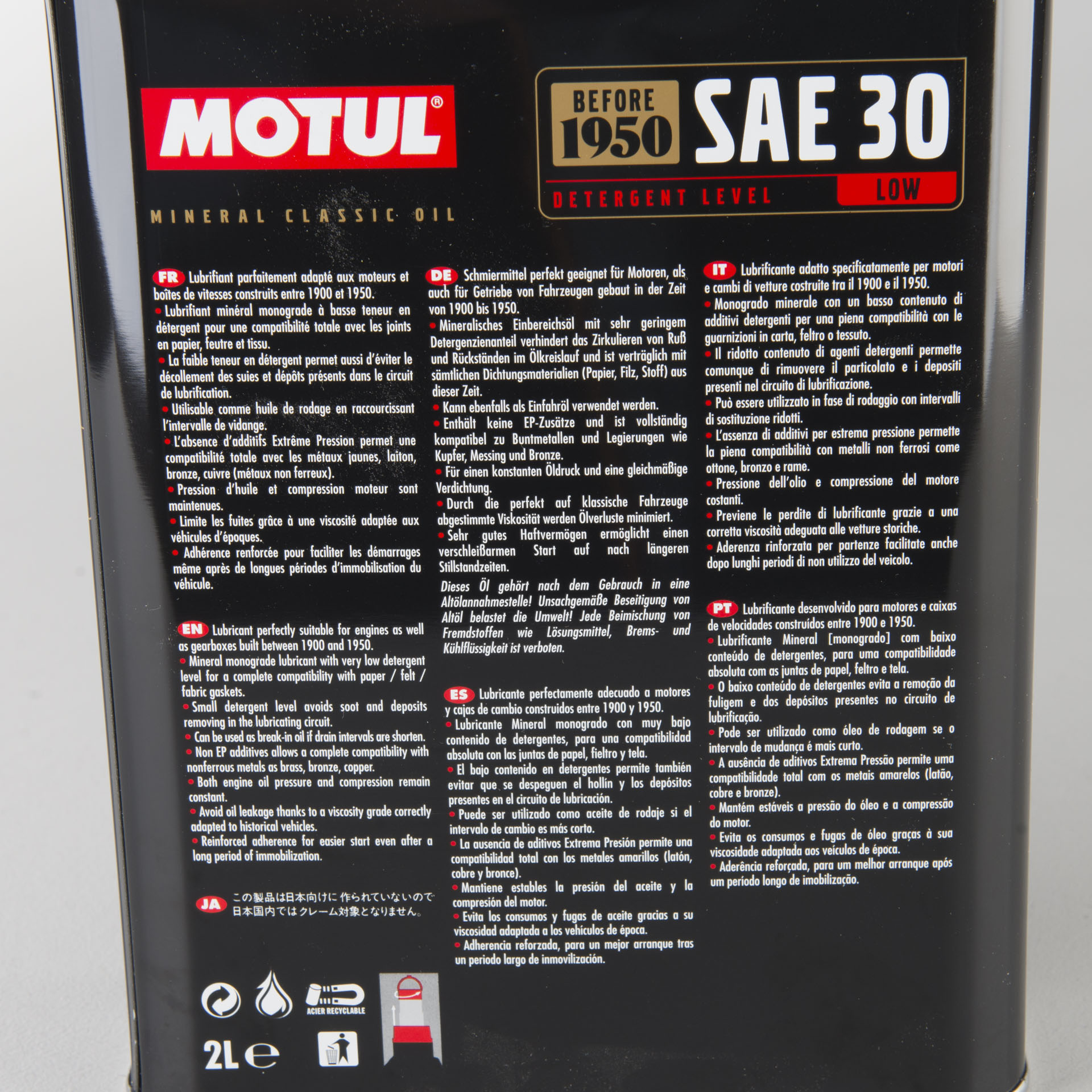 Minerale Olie Motul SAE (Klassieke Voertuigen) 2 L