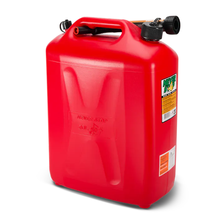 Jerrycan 20L - Never Stop met AutoStop Rood