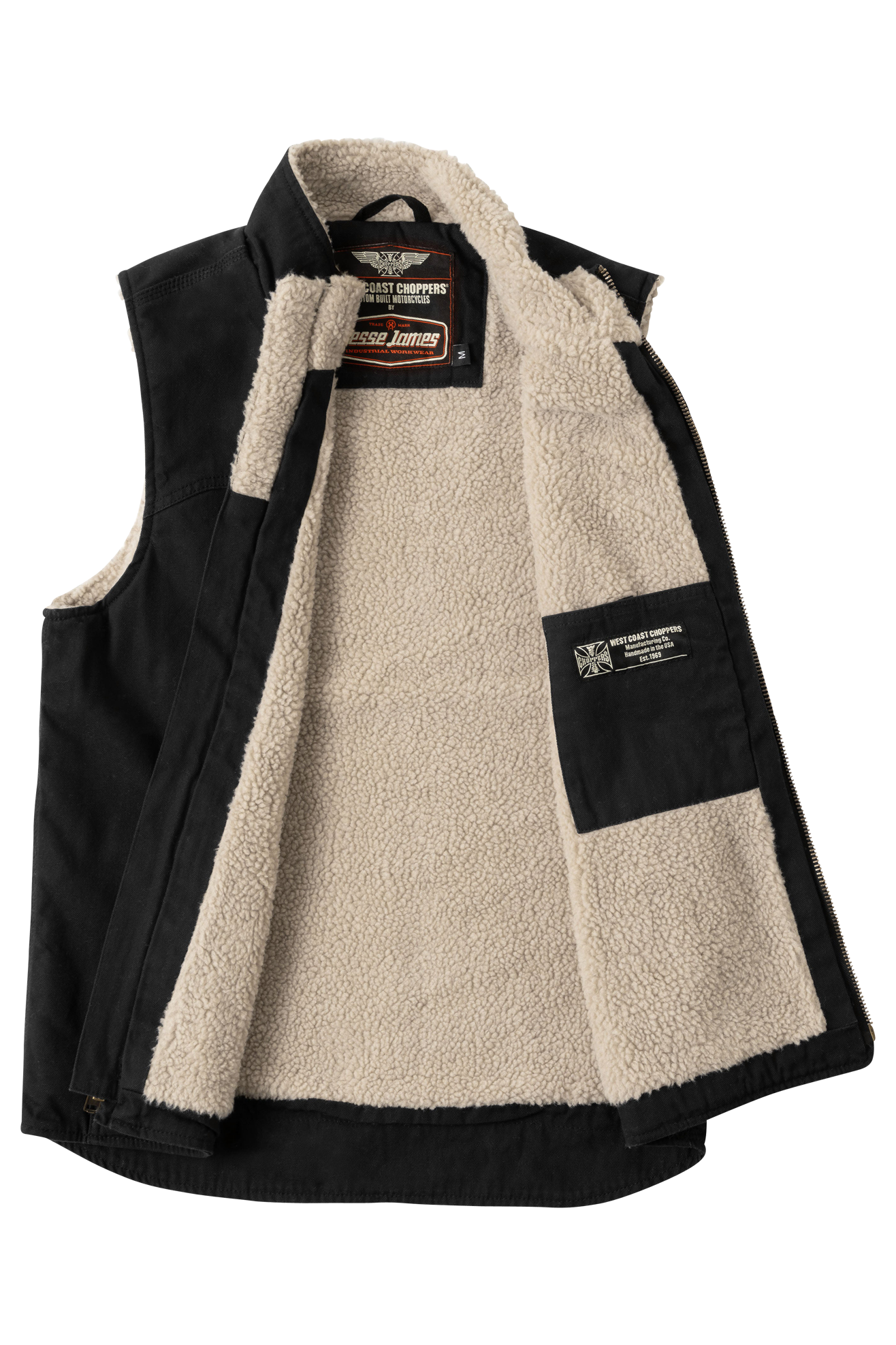 West Coast Choppers Sherpa Lined Canvas Work Vest