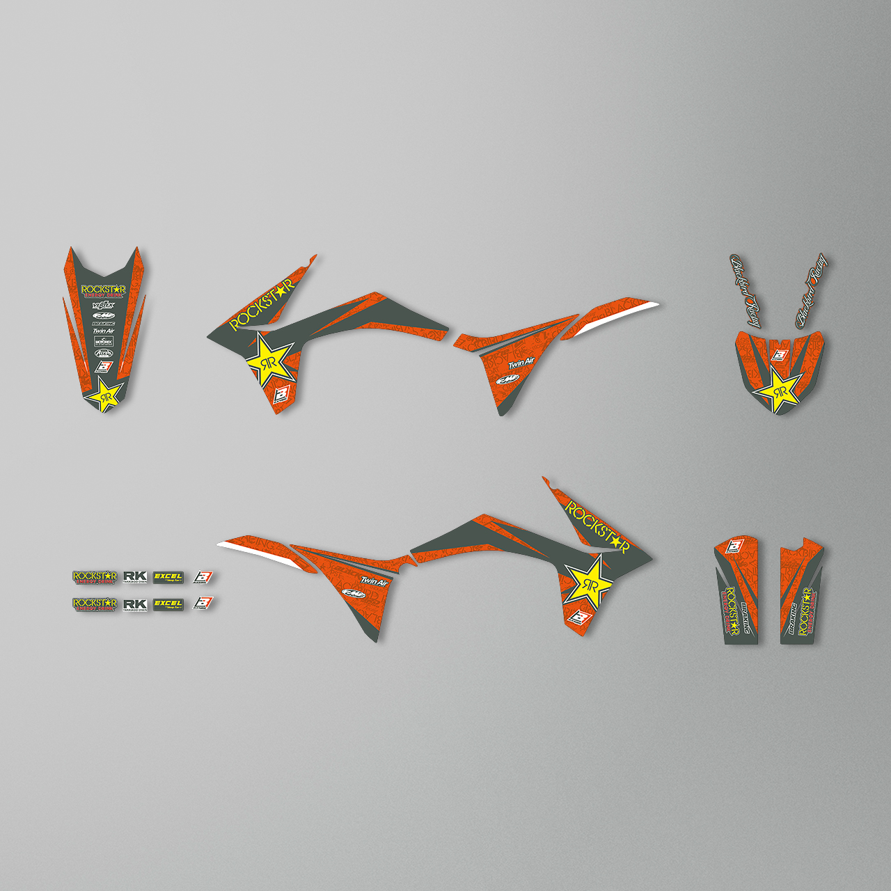 Blackbird Rockstar Energy Complete Decal Kit with Seat Cover Orange-Black-Yellow