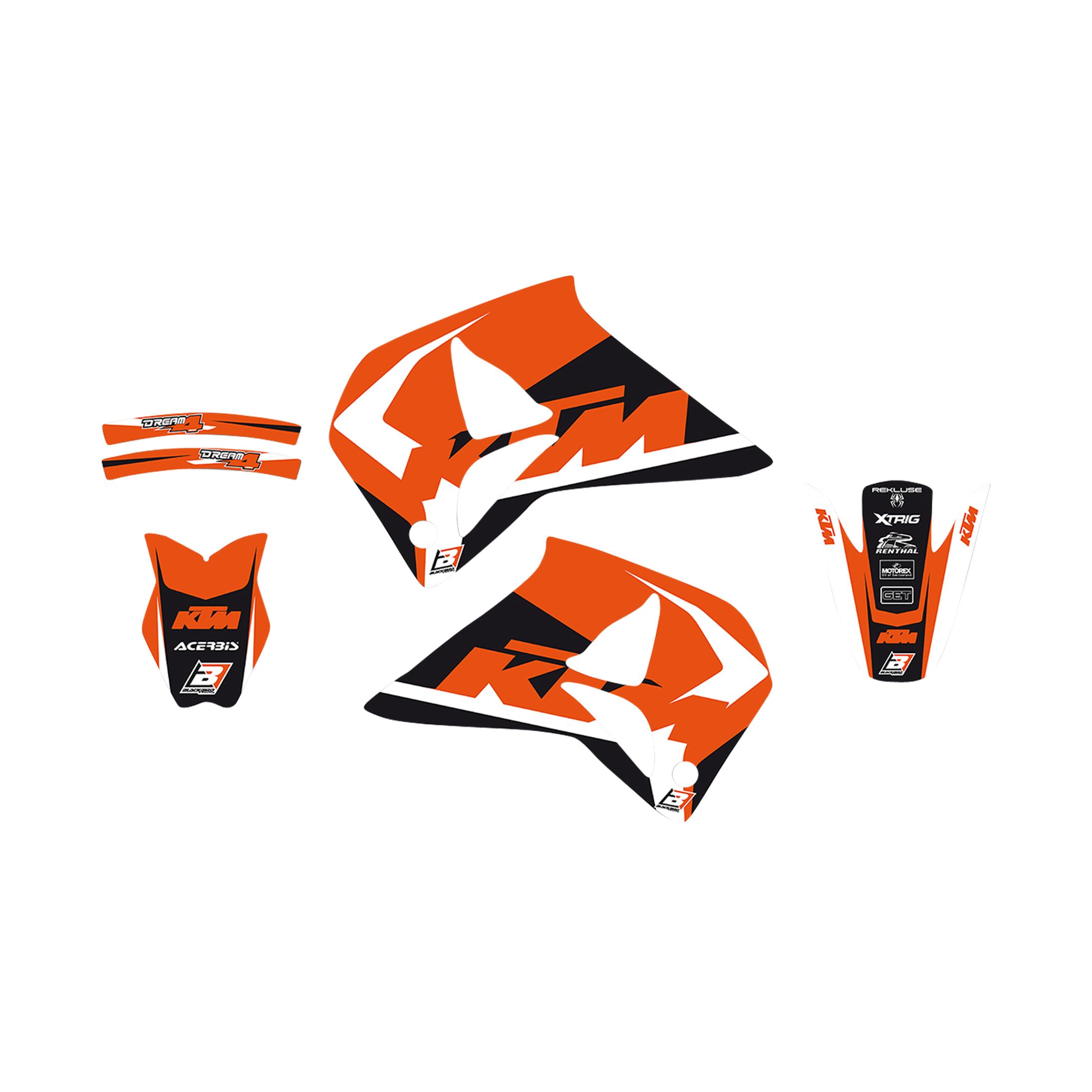 Kit de Adhesivos Blackbird Dream 4 Naranja-Negro-Blanco