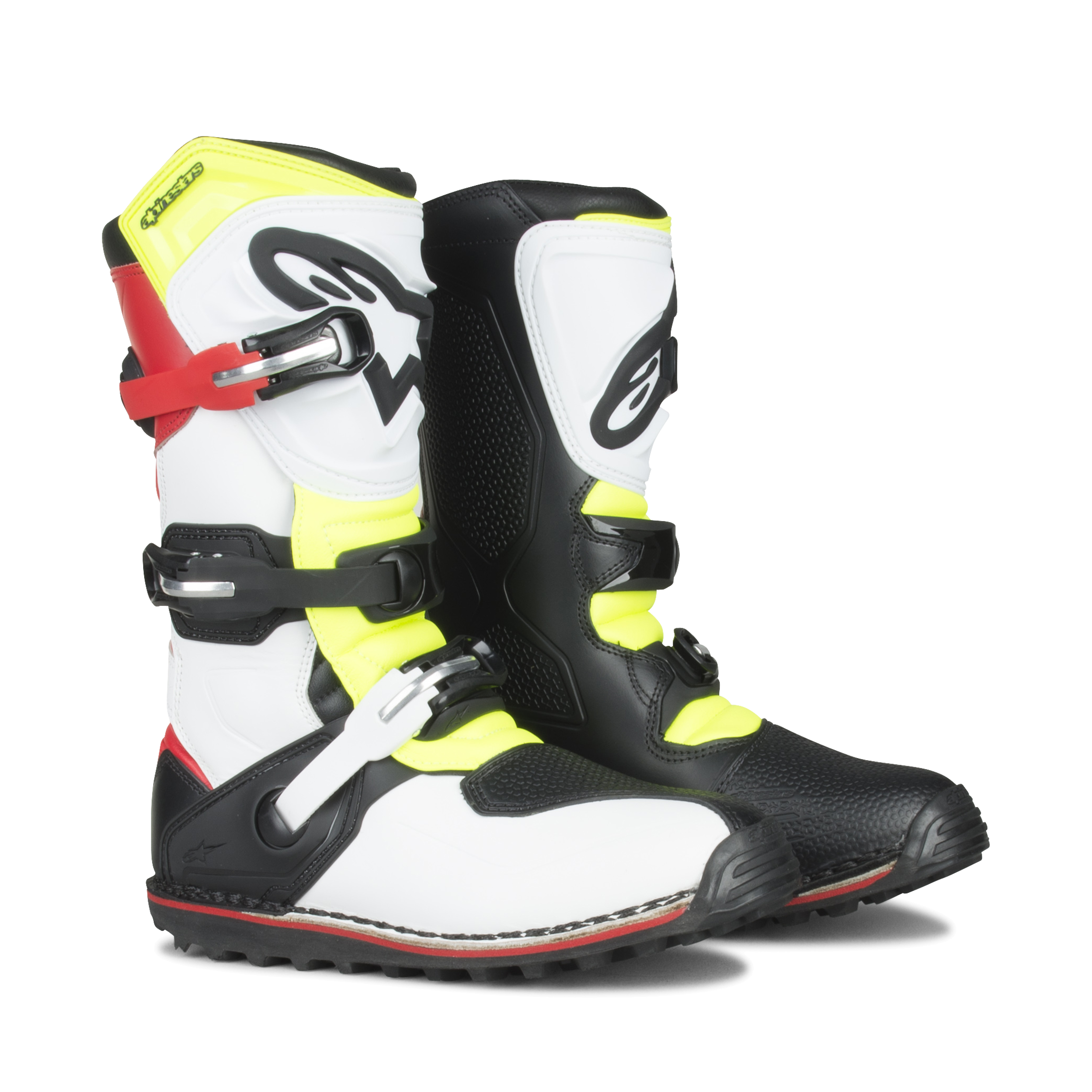Road Boots White-Red-Fluo Yellow-Black 