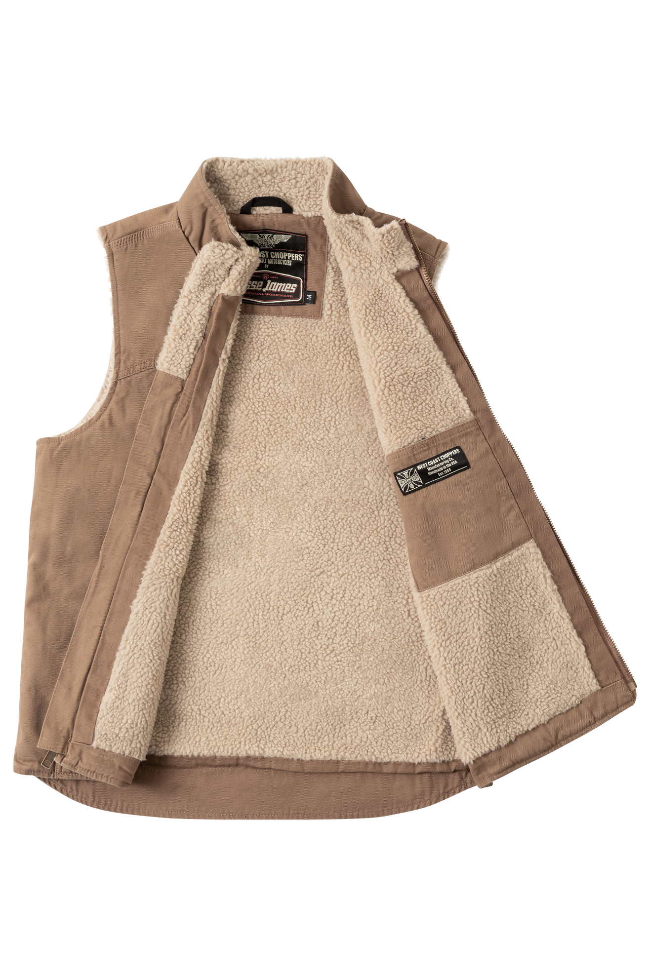 West Coast Choppers Sherpa Lined Canvas Work Vest