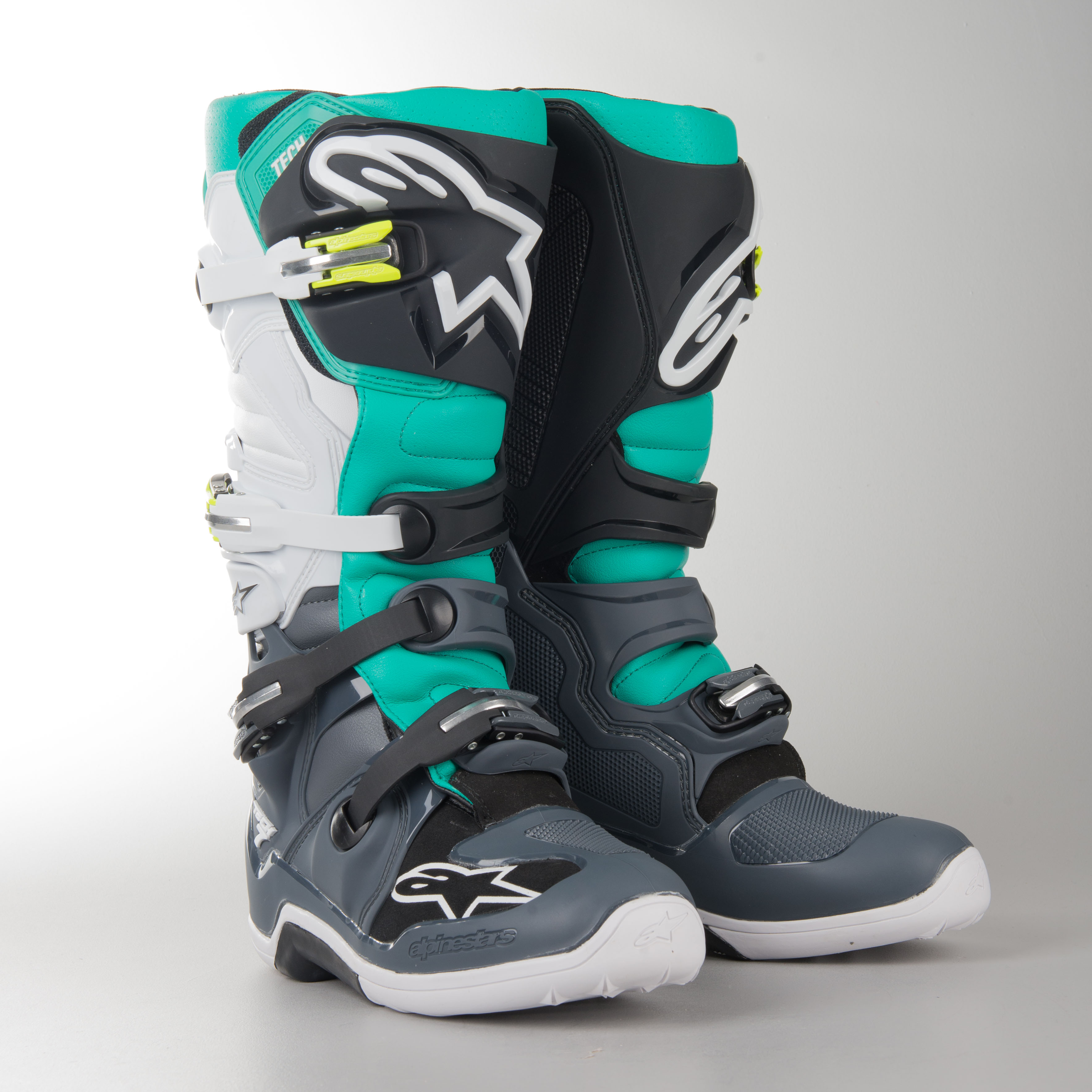 Crosstövlar Alpinestars Tech 7 Grå Teal Vit Crosstövlar Alpinestars Tech 7 Grå Teal Vit
