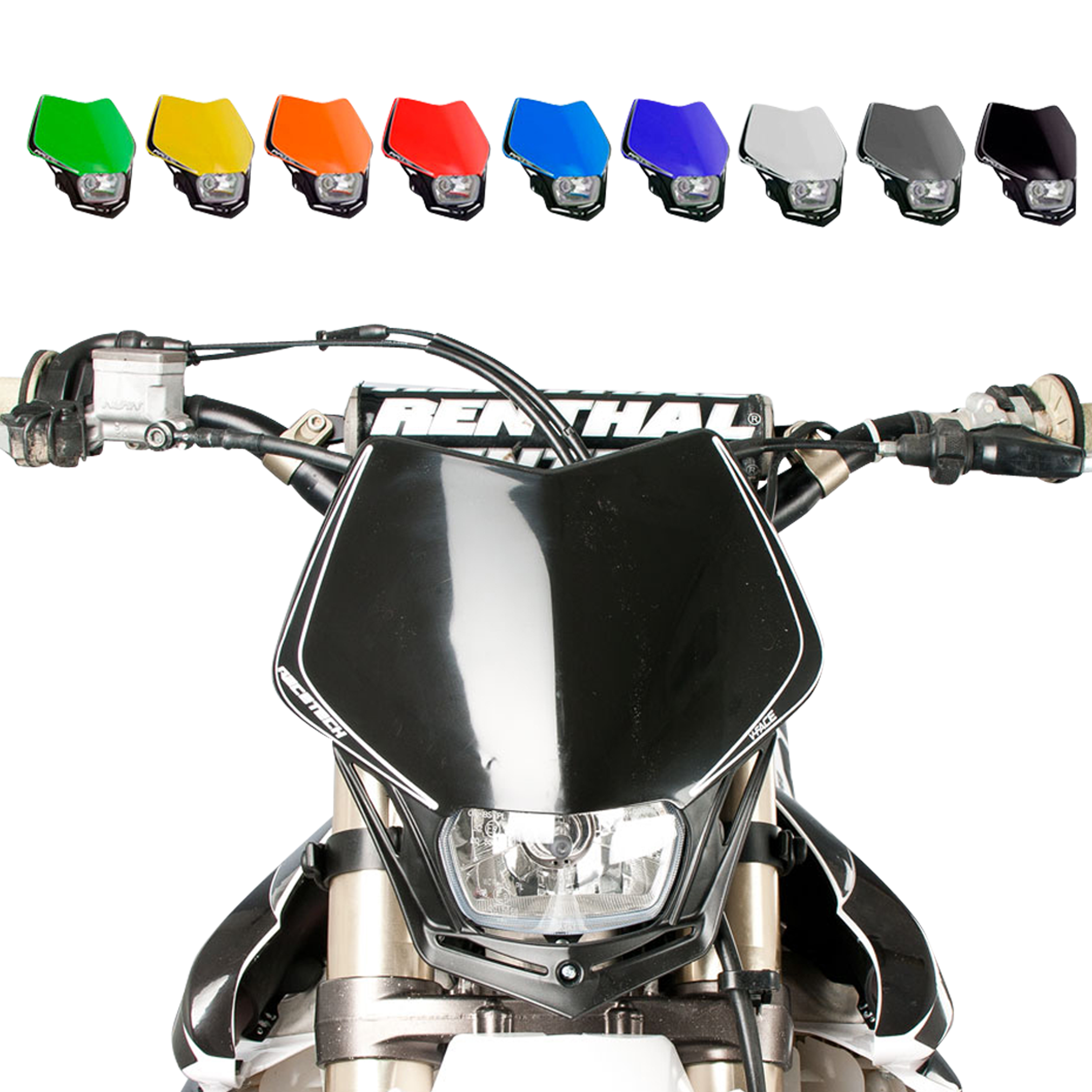 Panneau Boîtier D'Éclairage Moto Cross Enduro V-Face Racetech Jaune Fluo  Rtech