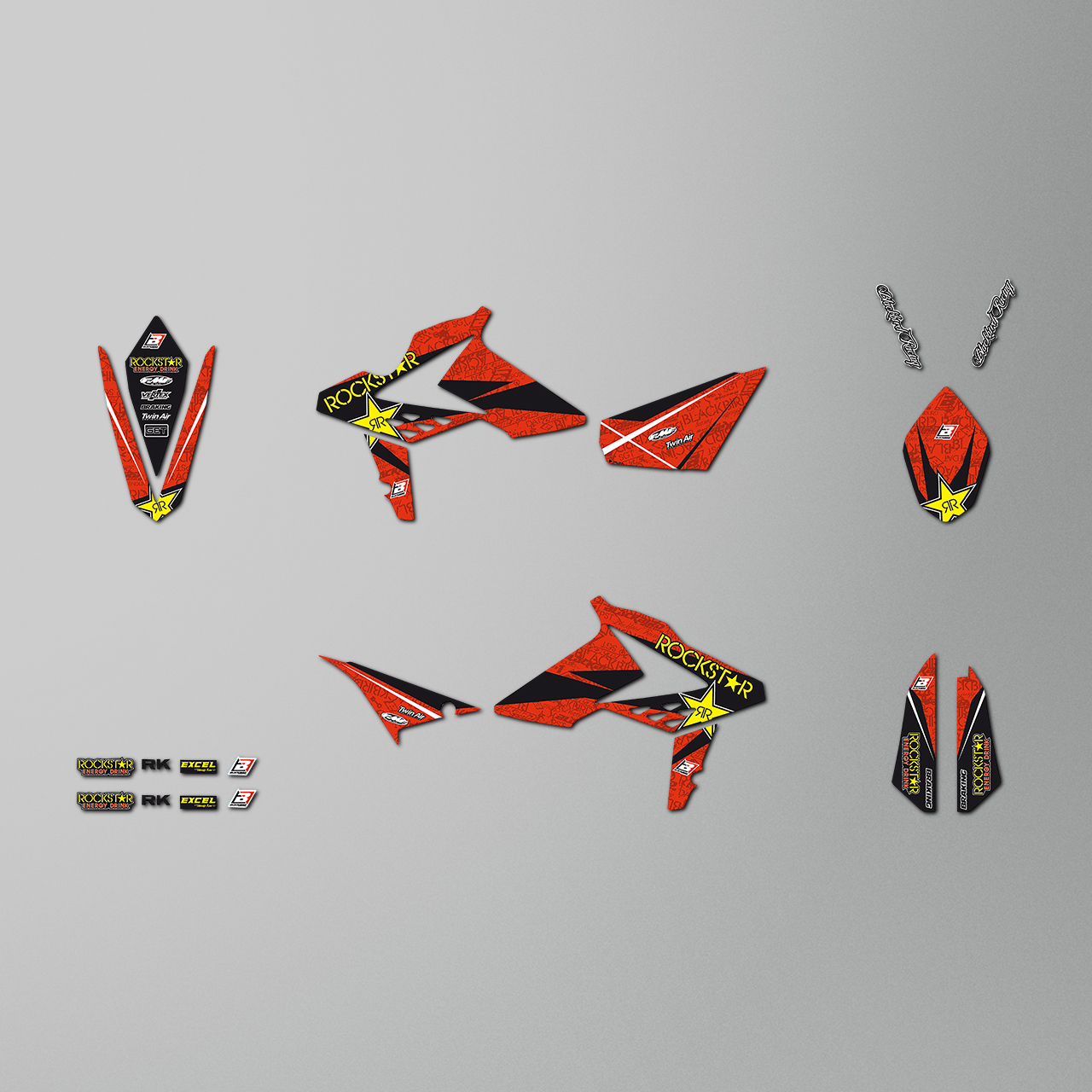 Blackbird Rockstar Energy Complete Decal Kit with Seat Cover Red-Black-Yellow