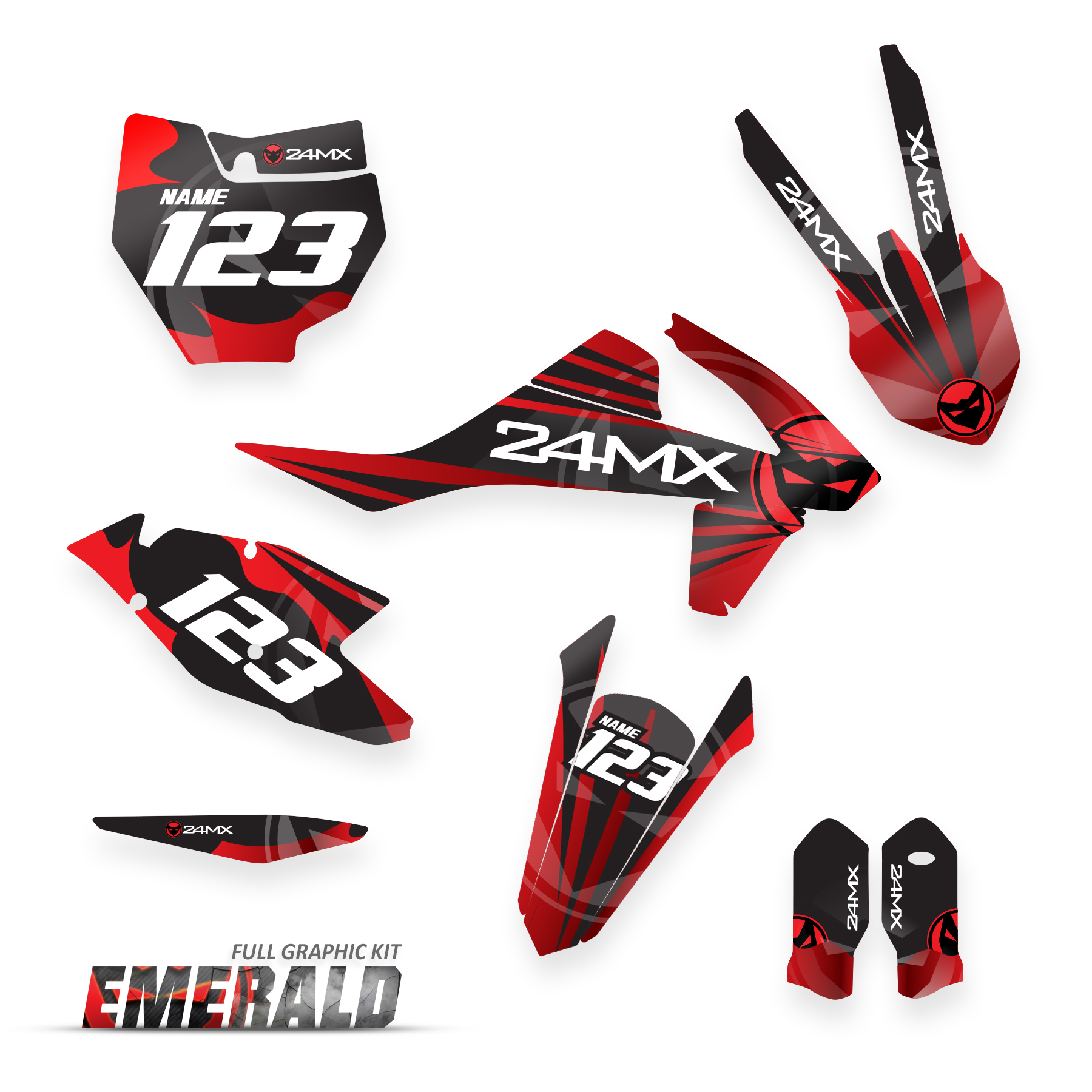 Emerald Stickerset met naam en nummer