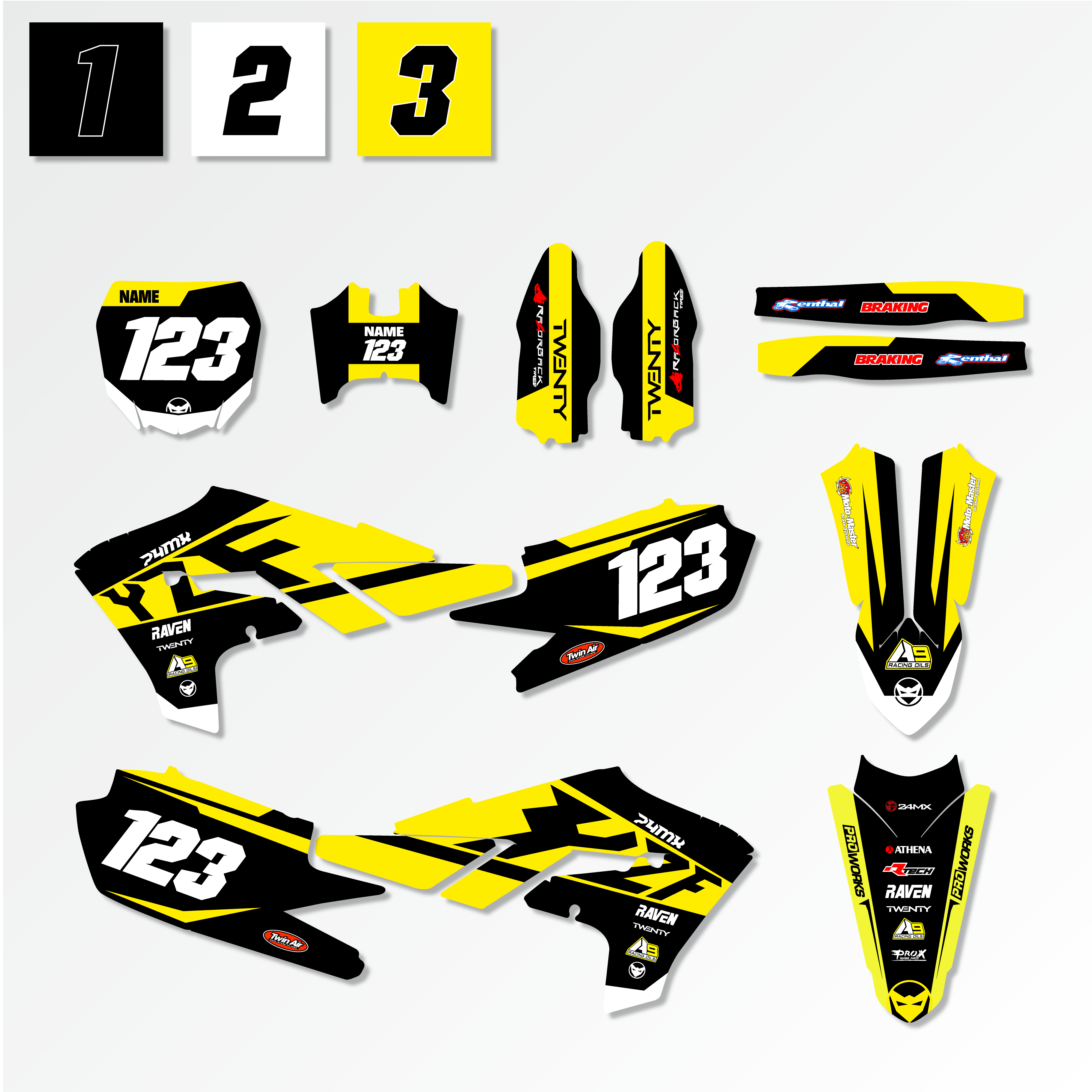 Juego de Adhesivos Completo 24MX + Adhesivos Portanúmeros
