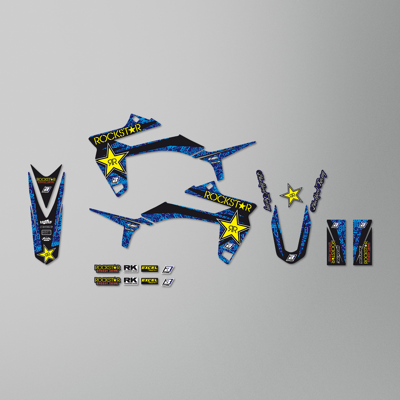 Blackbird Rockstar Energy Decal Kit Blue-Black-Yellow