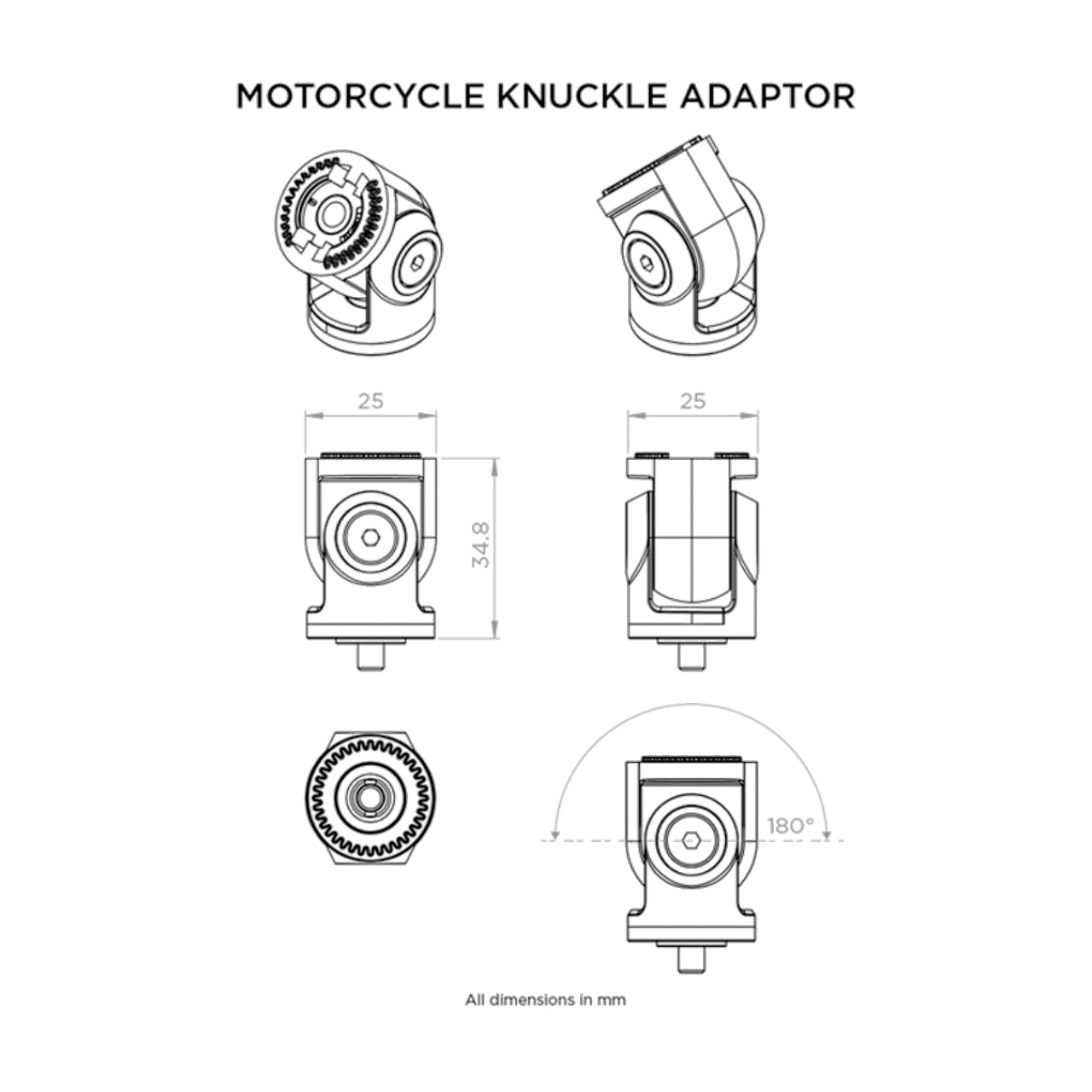 Adapter Quad Lock Motorcycle Knuckle