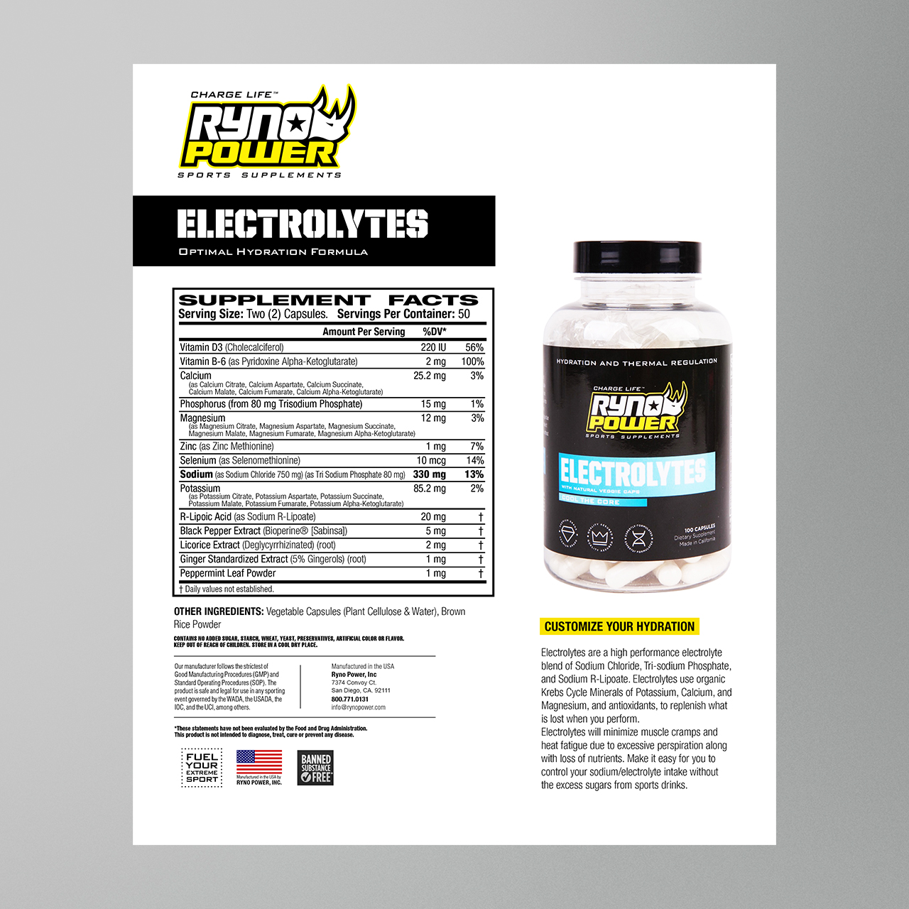 Ryno Power Electrolytes 100 tabs