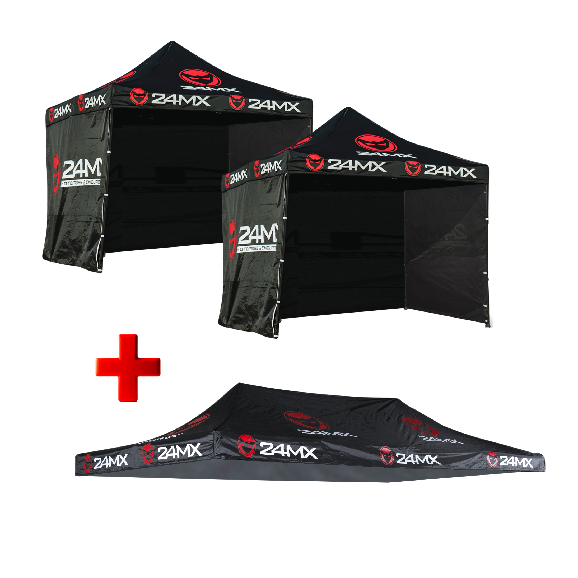 2 x 24MX Easy-Up Rennzelt + Wnde Schwarz + 6x3m Dach-Canvas - Jetzt 58%  Ersparnis