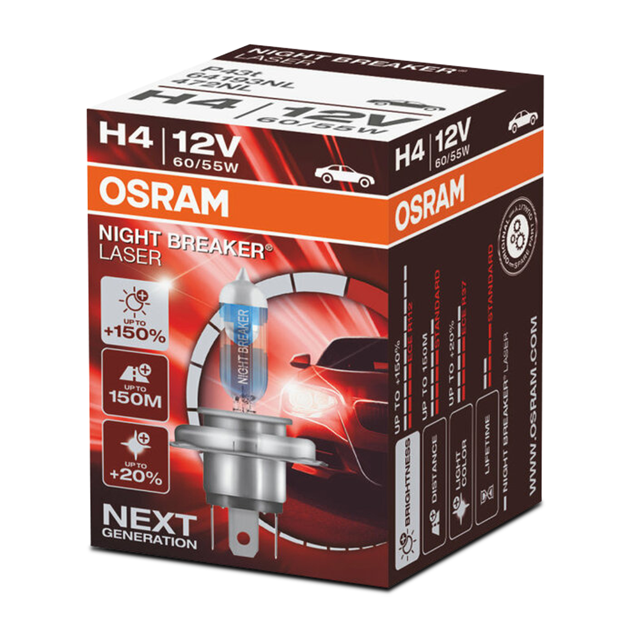 Izzók Osram H4 Night Breaker Laser 12 V 60/55 W P43t-38