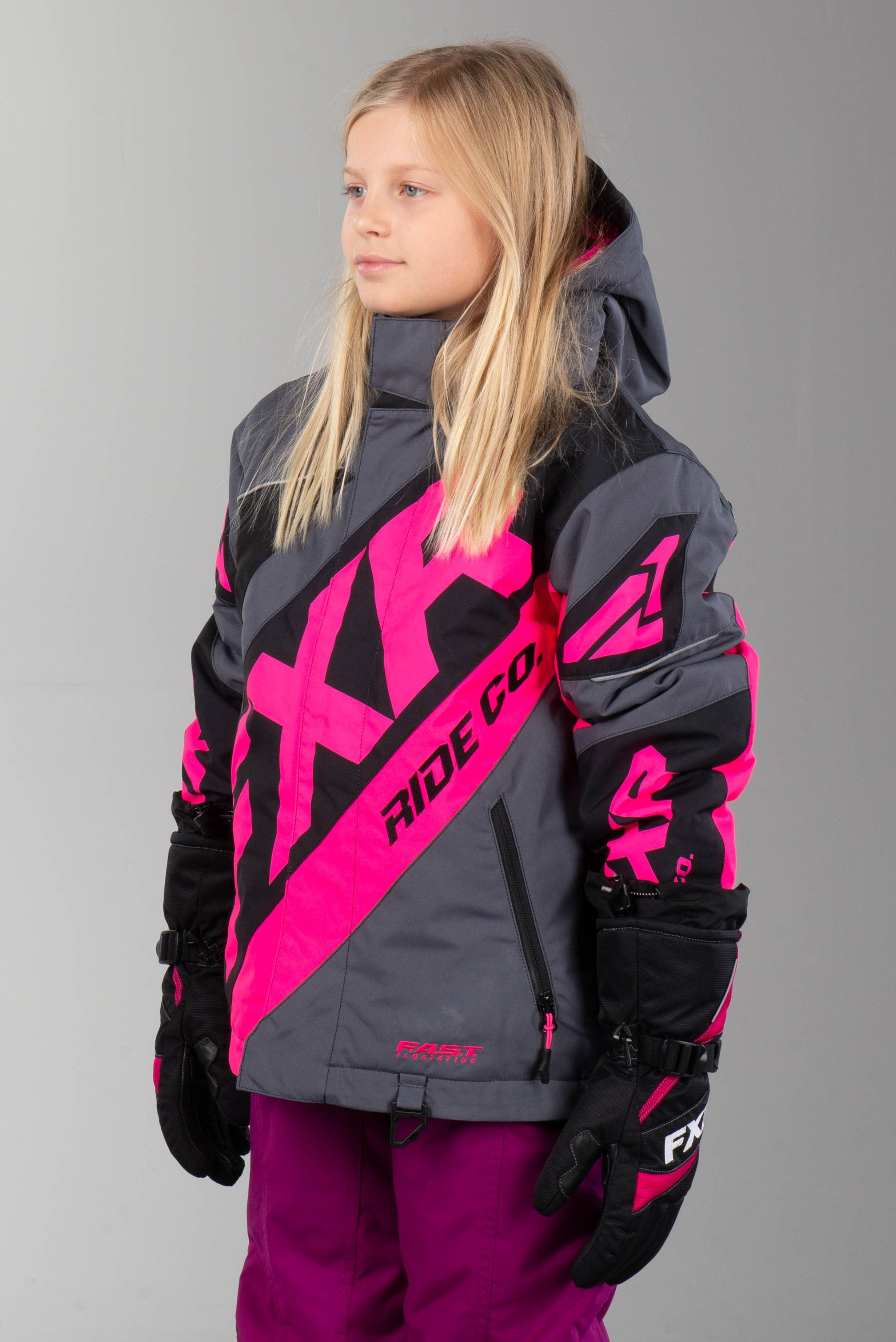 FXR CX Jacka Barn Mörkgrå Svart Rosa FXR CX Jacka Barn Mörkgrå Svart Rosa