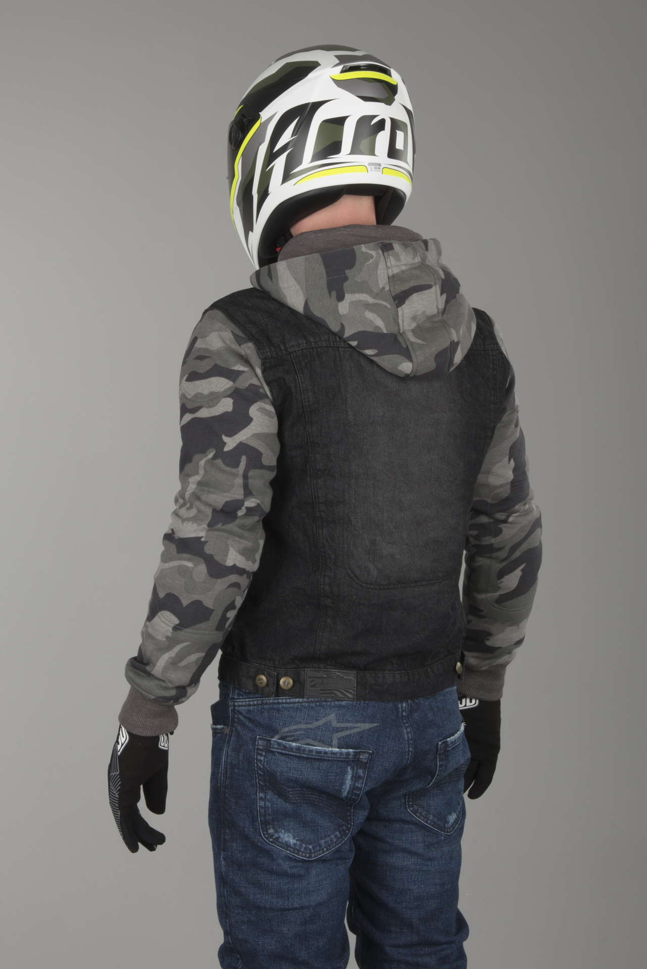 booster denim hoodie