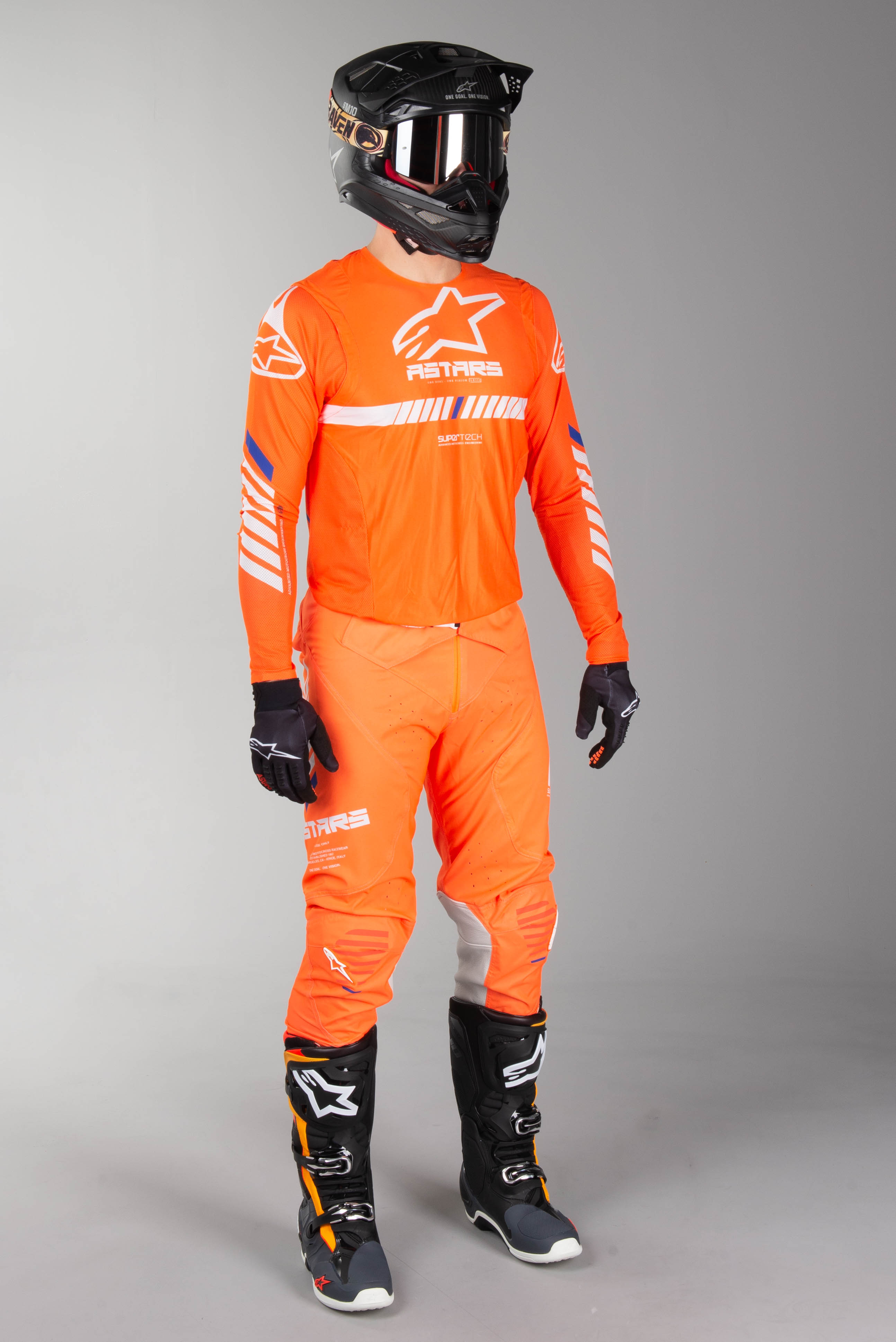 blue and orange motocross gear