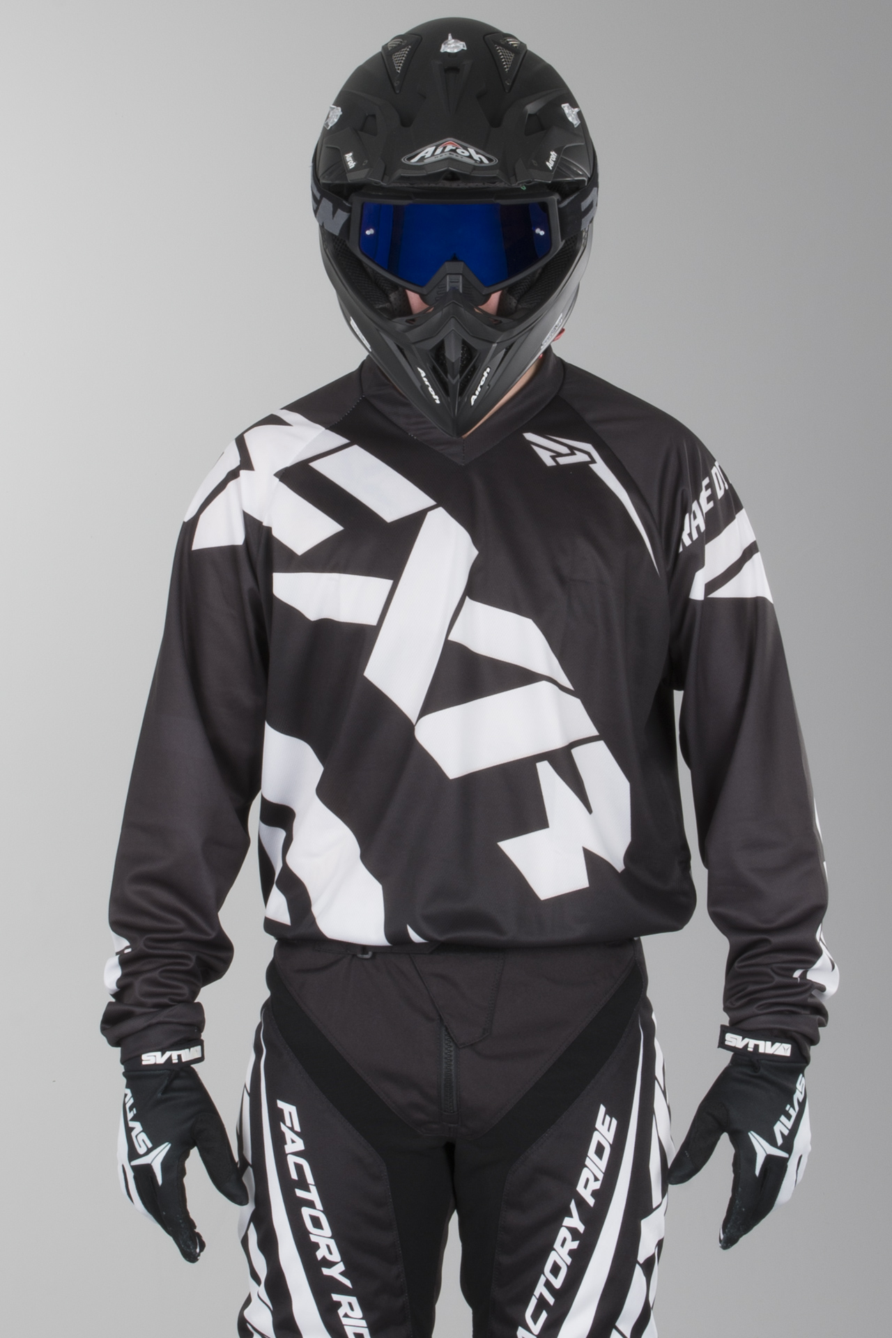 black and white motocross gear