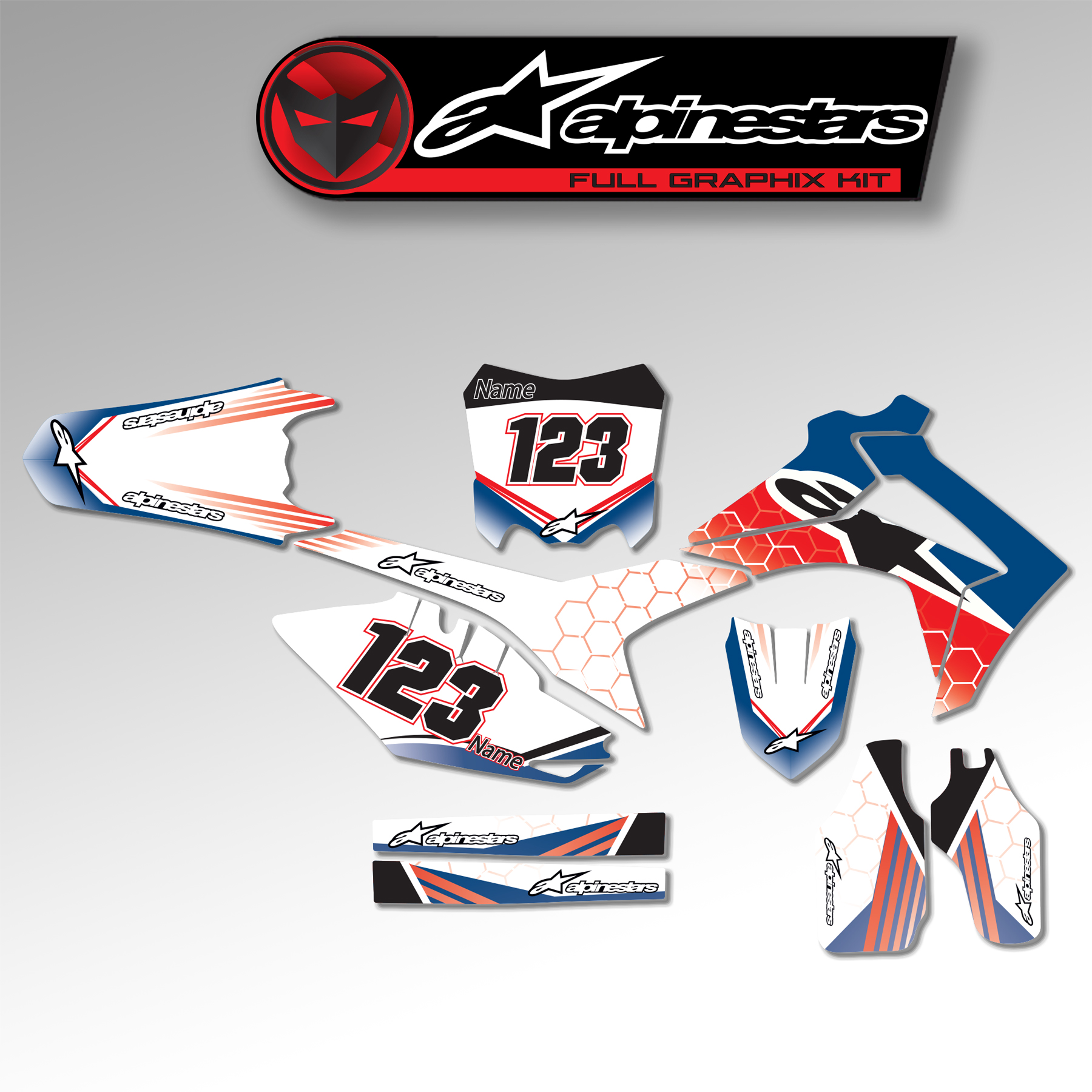 Complete Stickerset Alpinestars en Nummerplaatstickers