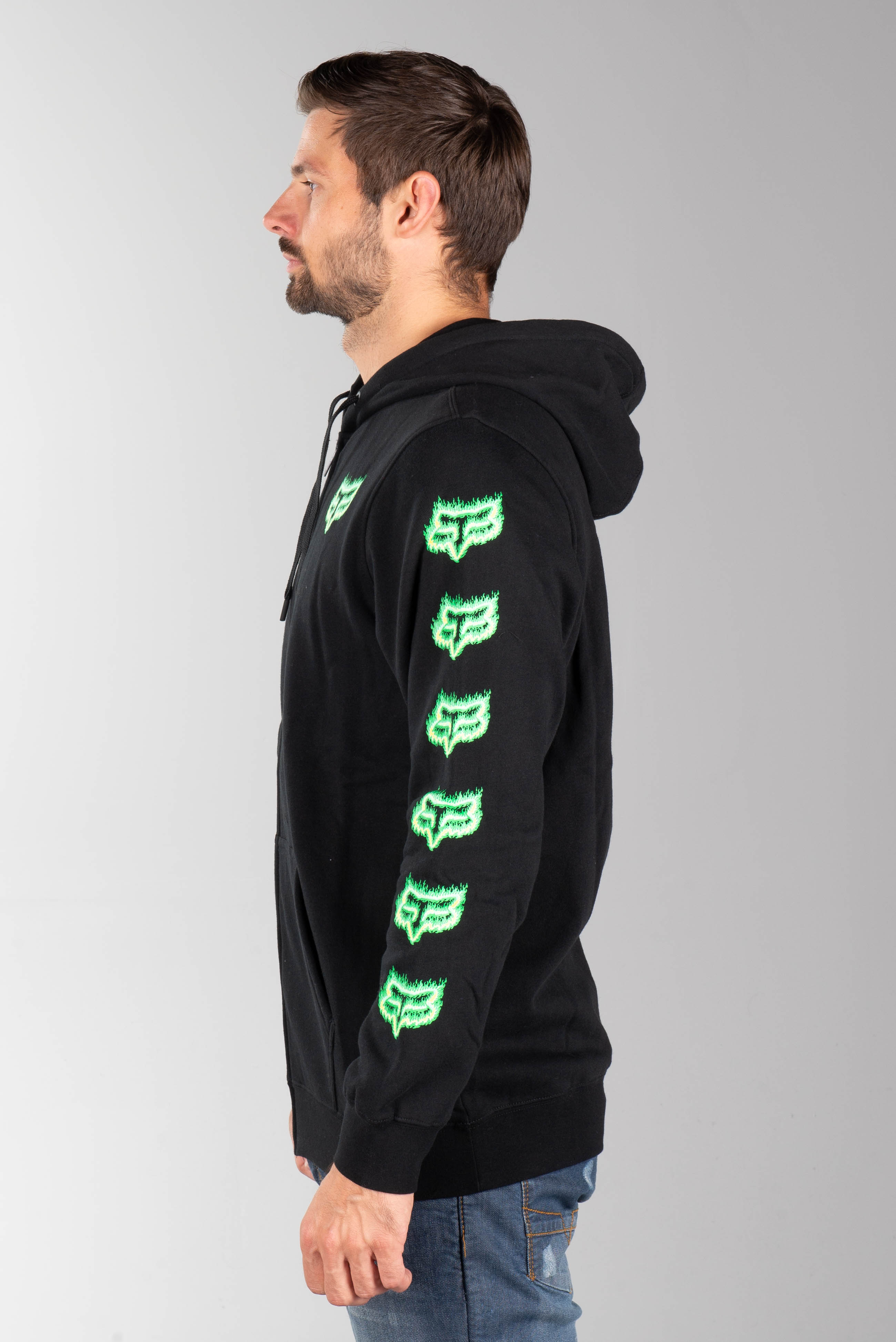 fox green and black hoodie